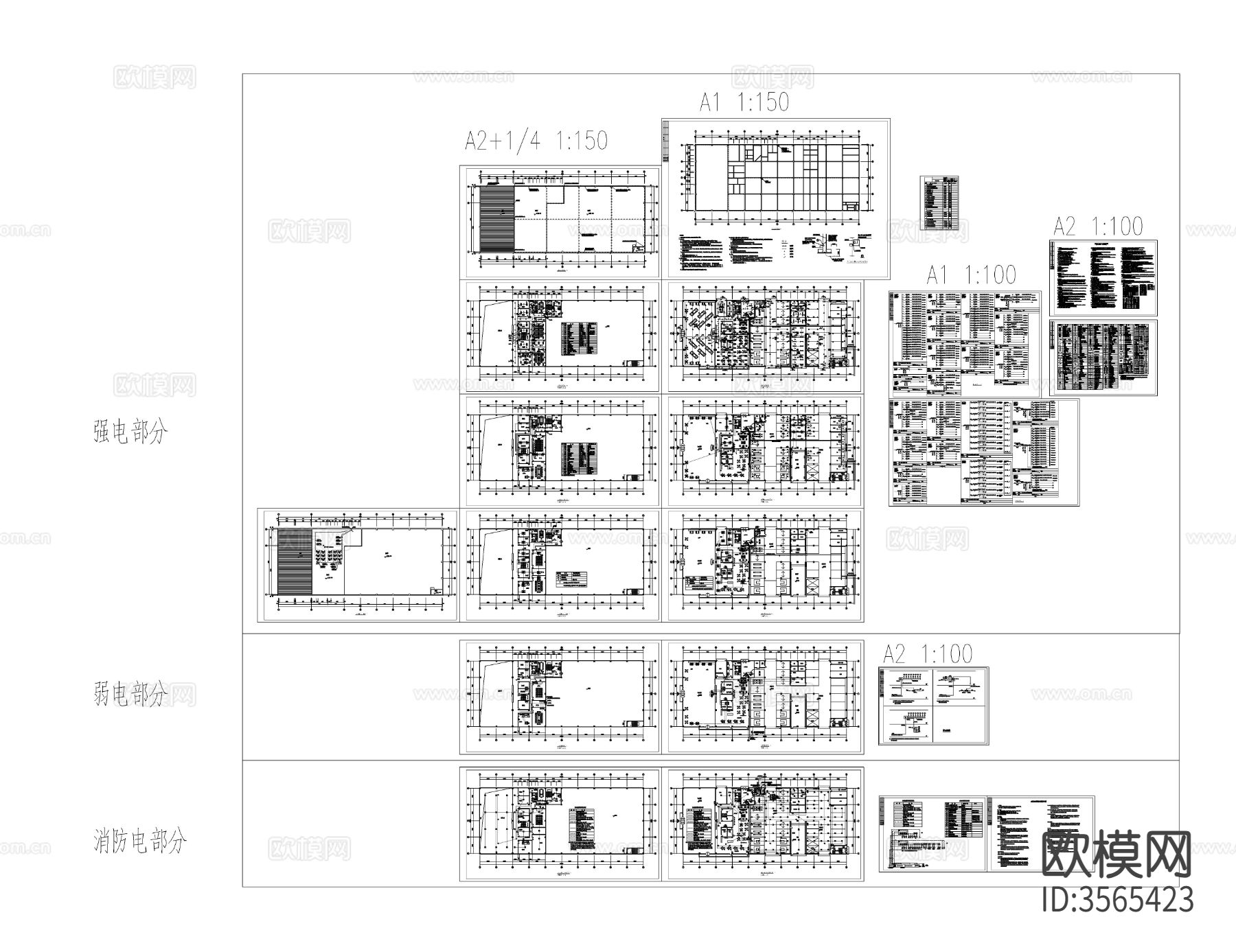 某汽车店展览电气cad平面图下载（渲染图1）