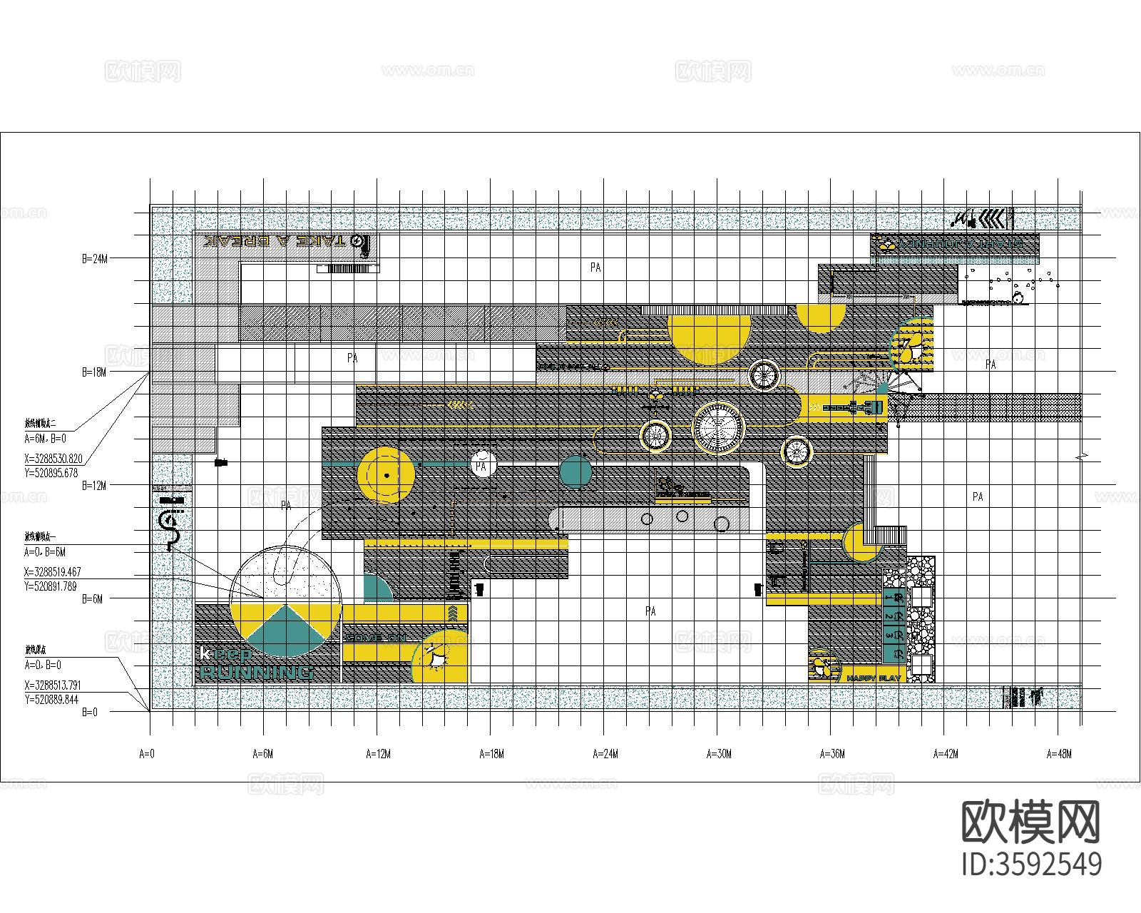 儿童游乐区CAD平面图下载（渲染图7）