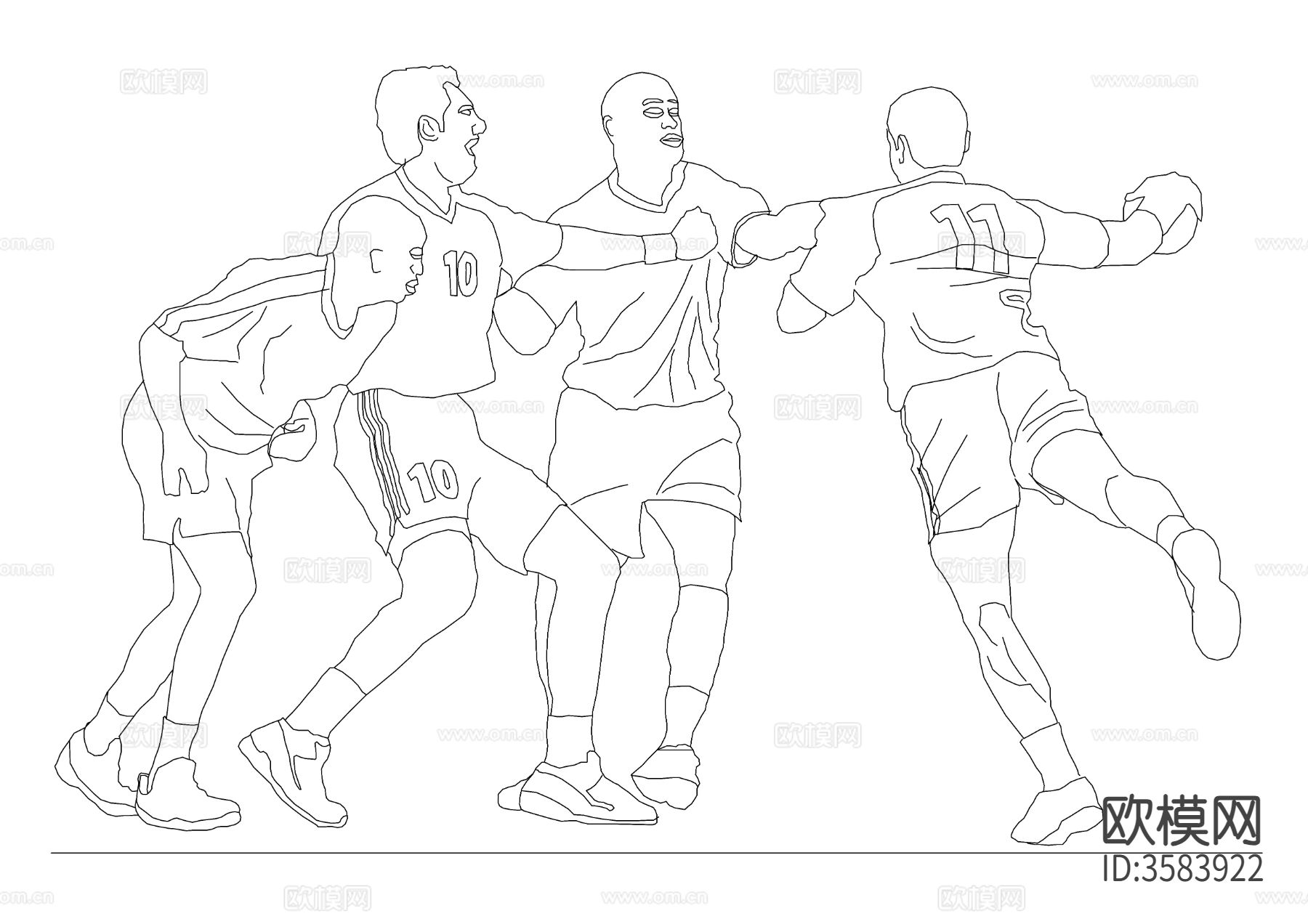 手球运动员人物cad图库下载