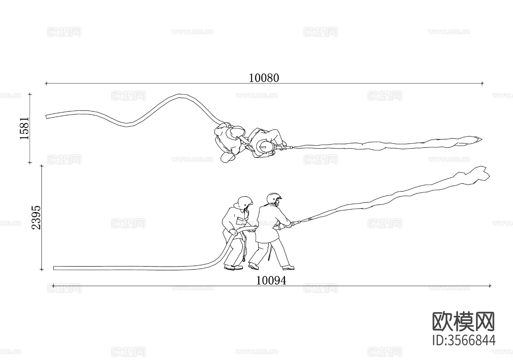 正在灭火的消防员cad立面图下载