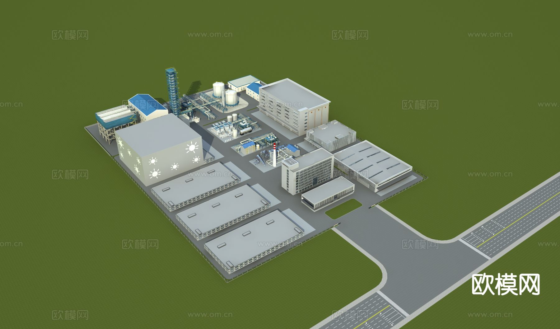 厂区 厂房鸟瞰3d模型