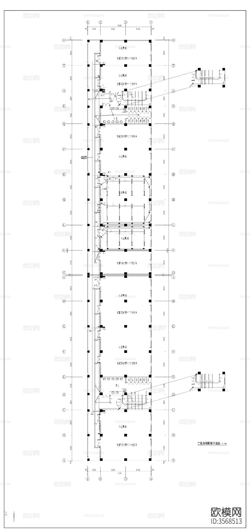 住宅楼电气cad平面图下载（渲染图5）
