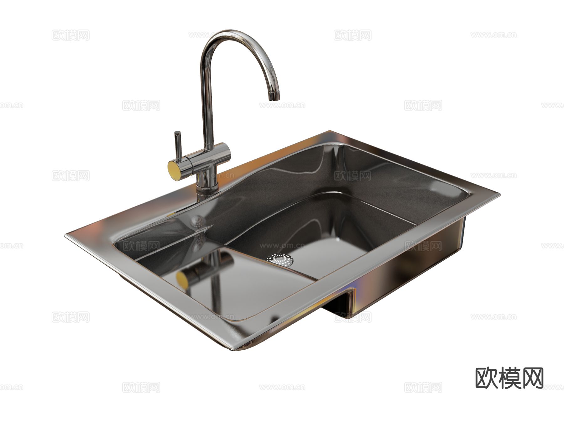 不锈钢台盆  洗菜盆su模型下载（渲染图2）