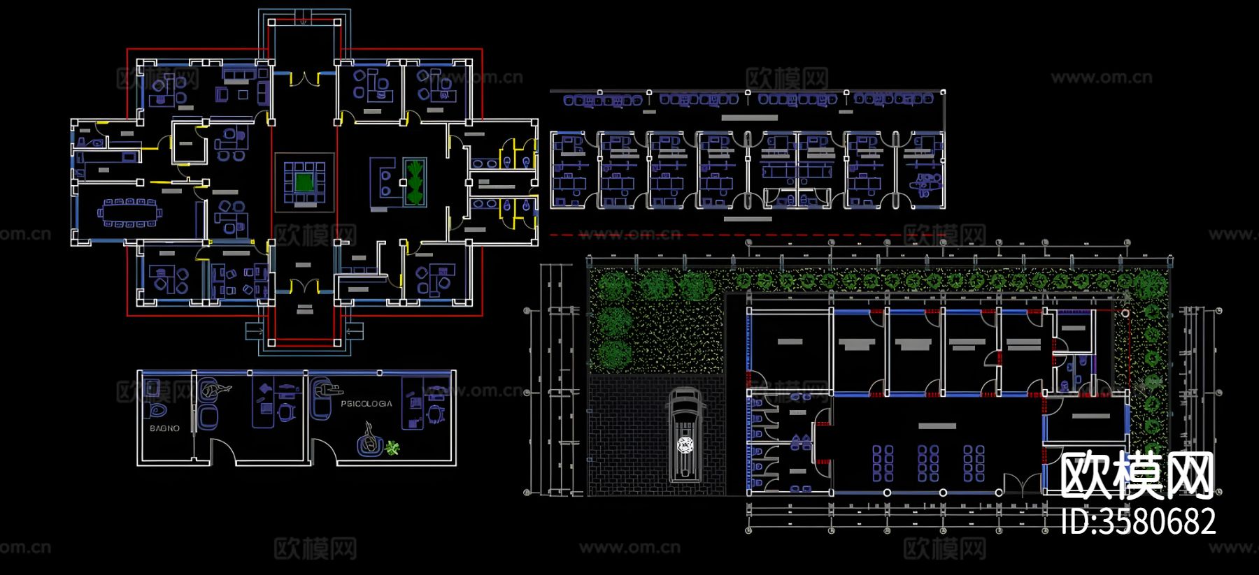 医疗室cad平面图下载（渲染图3）
