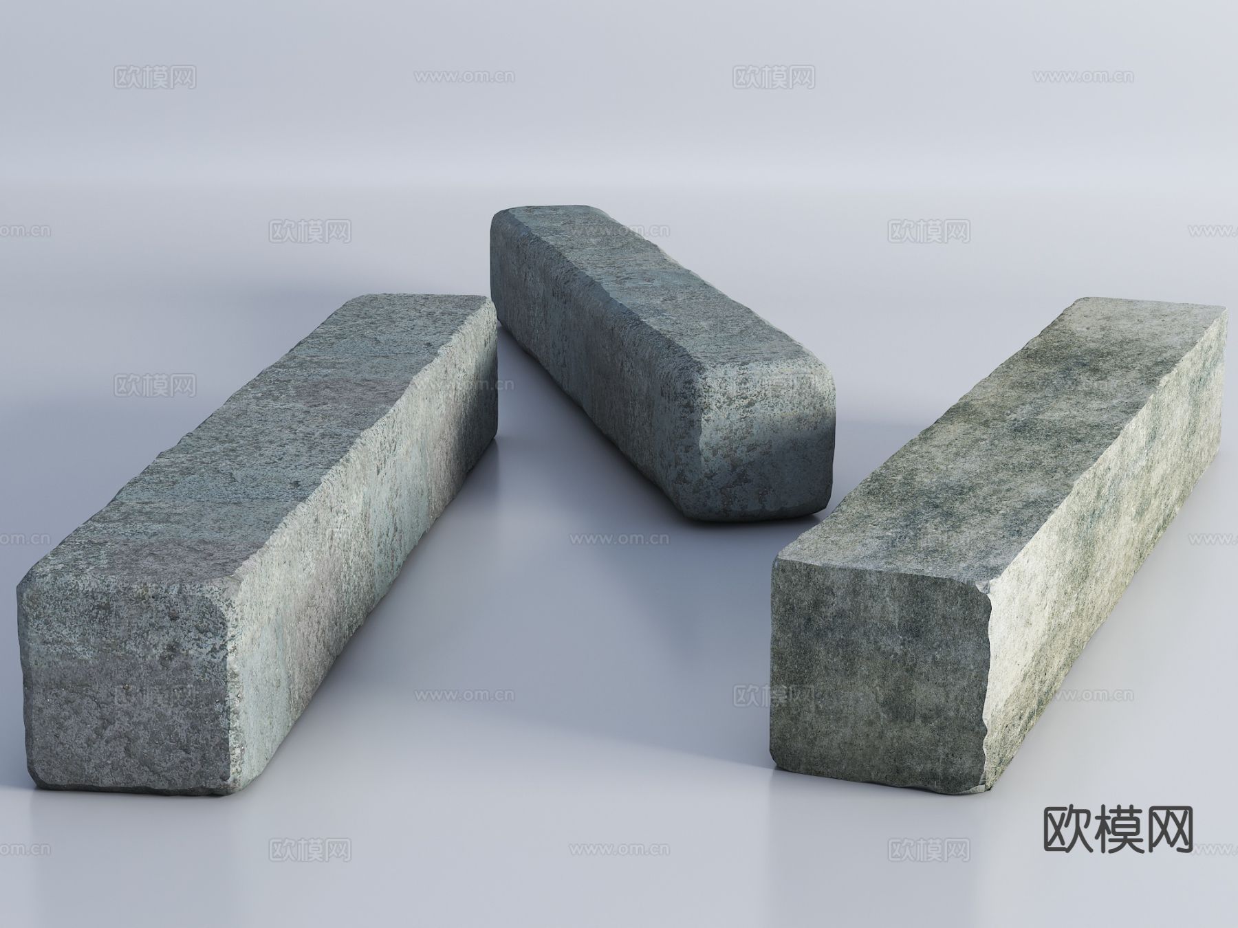 户外椅 石凳子 条石凳su模型下载（渲染图2）