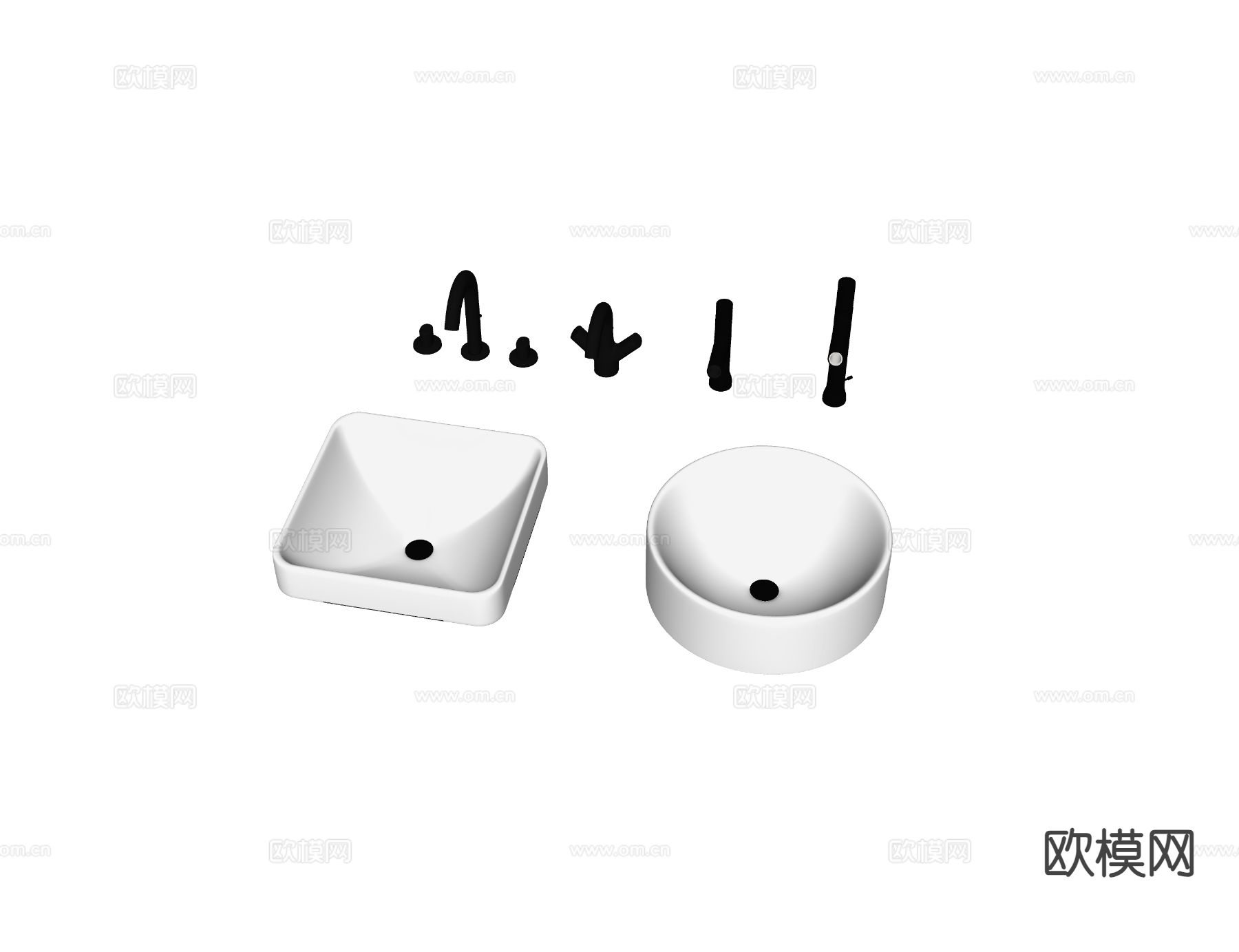 现代洗手台 洗手盆 水龙头su模型下载（渲染图1）