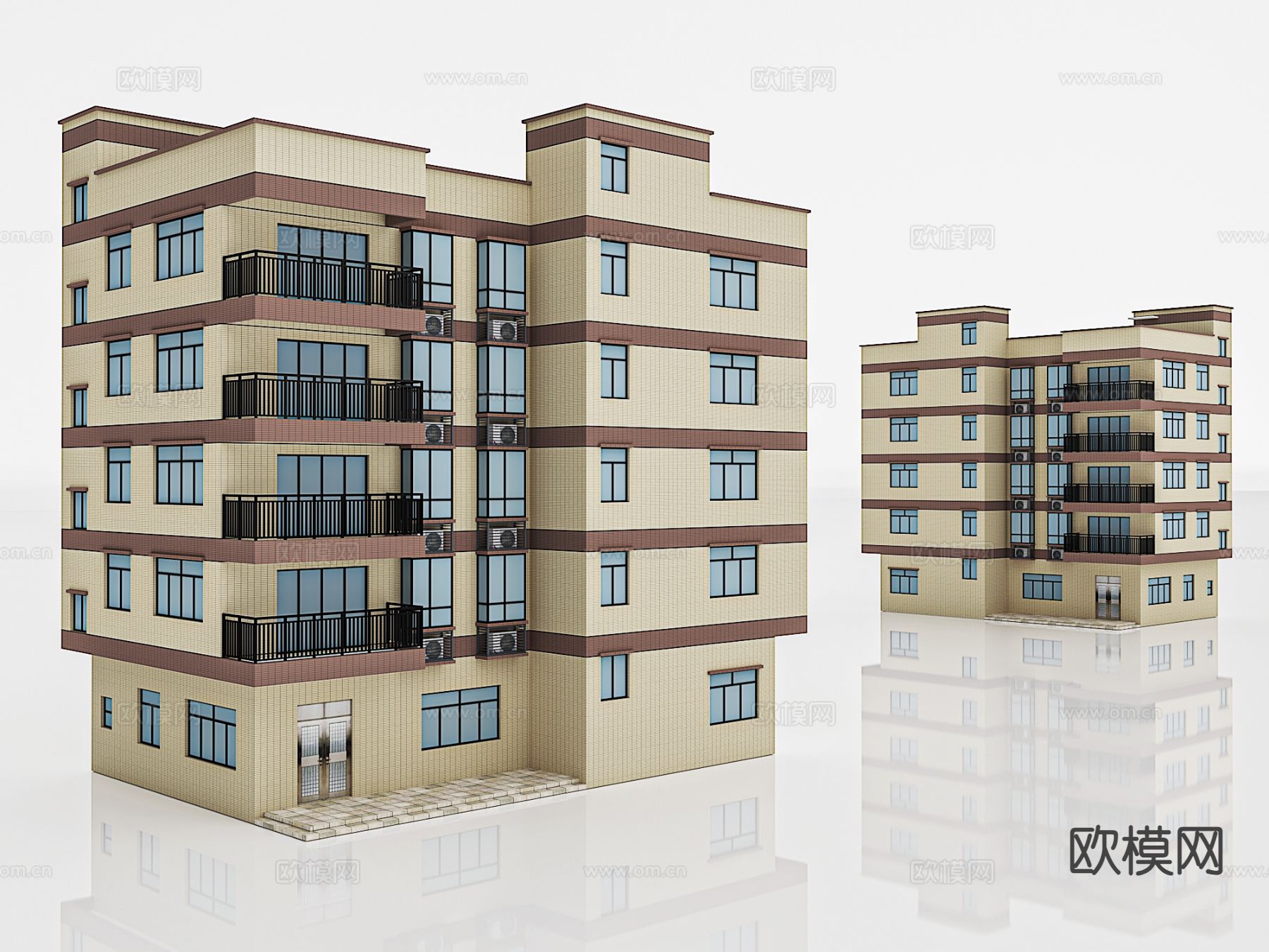 现代住宅楼构件3d模型