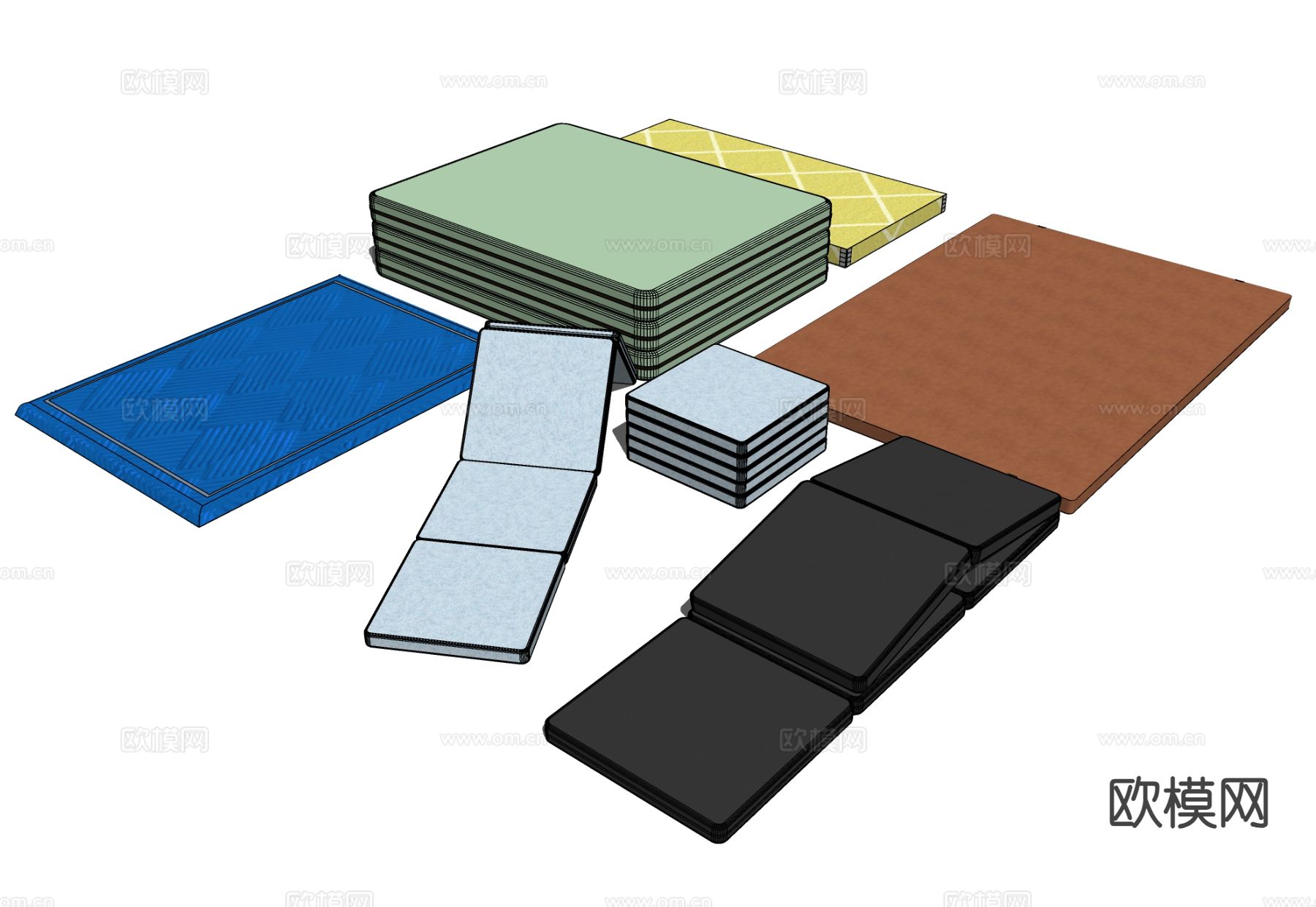 体测防摔垫 体育训练垫子su模型下载（渲染图2）