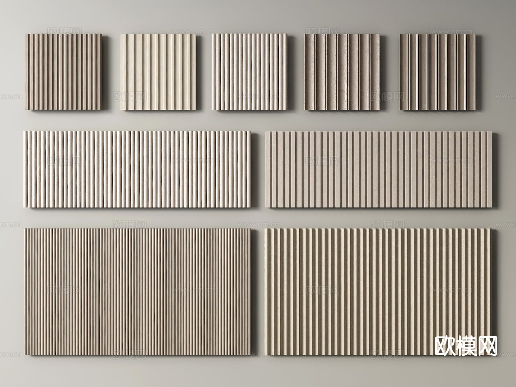 护墙板 格栅板 木饰面 墙饰板su模型下载（渲染图2）