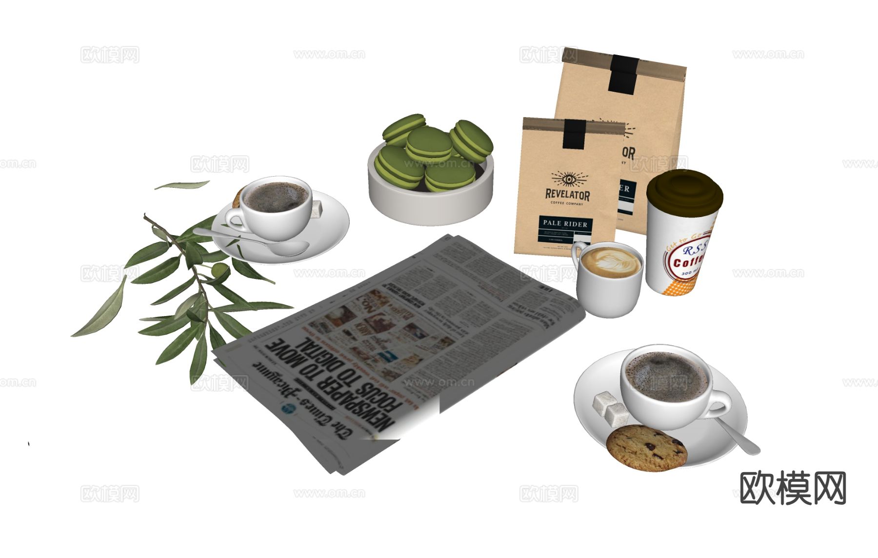 食物 饮料 咖啡 马克杯 甜点su模型下载（渲染图1）