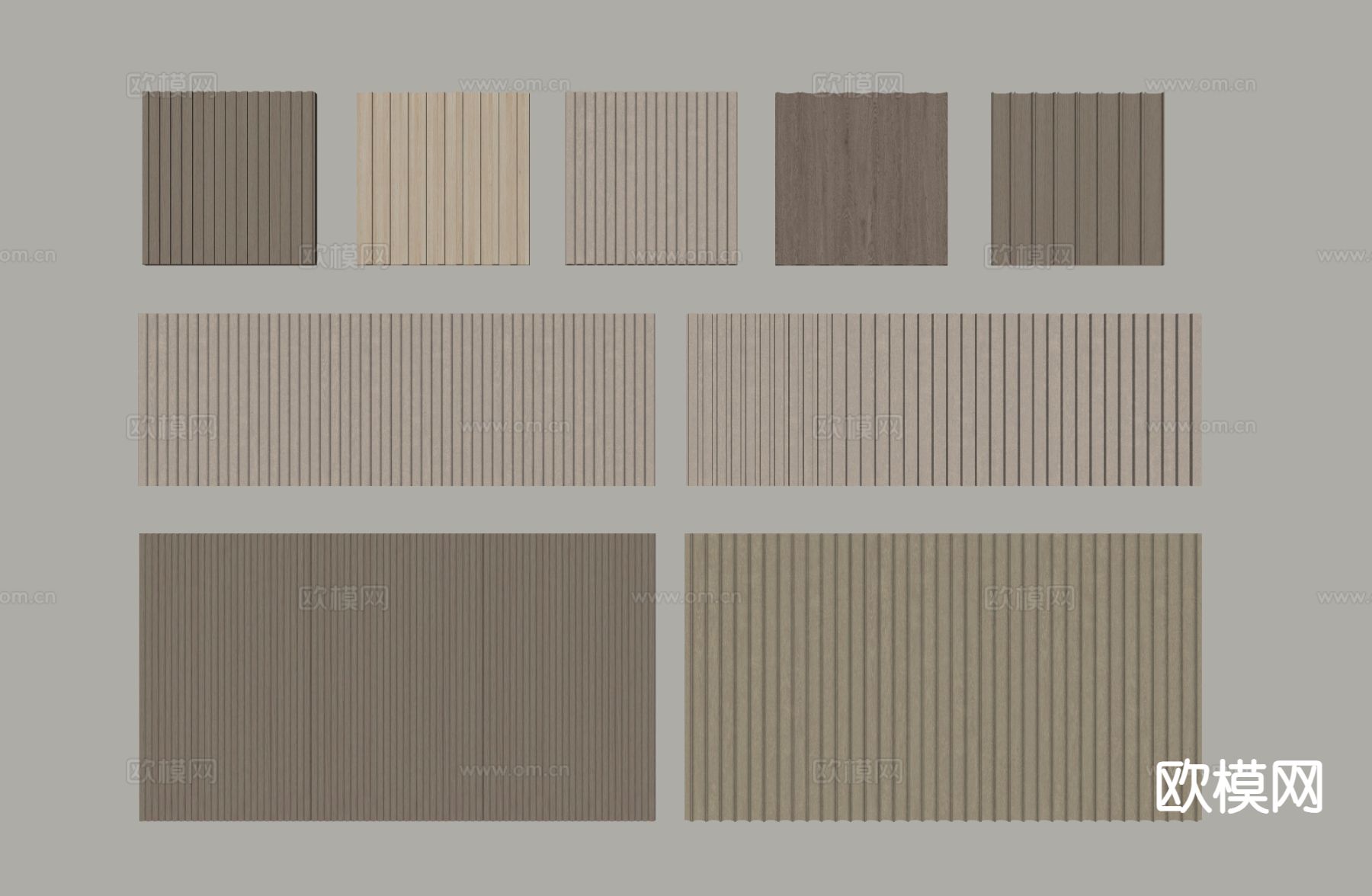 护墙板 格栅板 木饰面 墙饰板su模型下载（渲染图1）