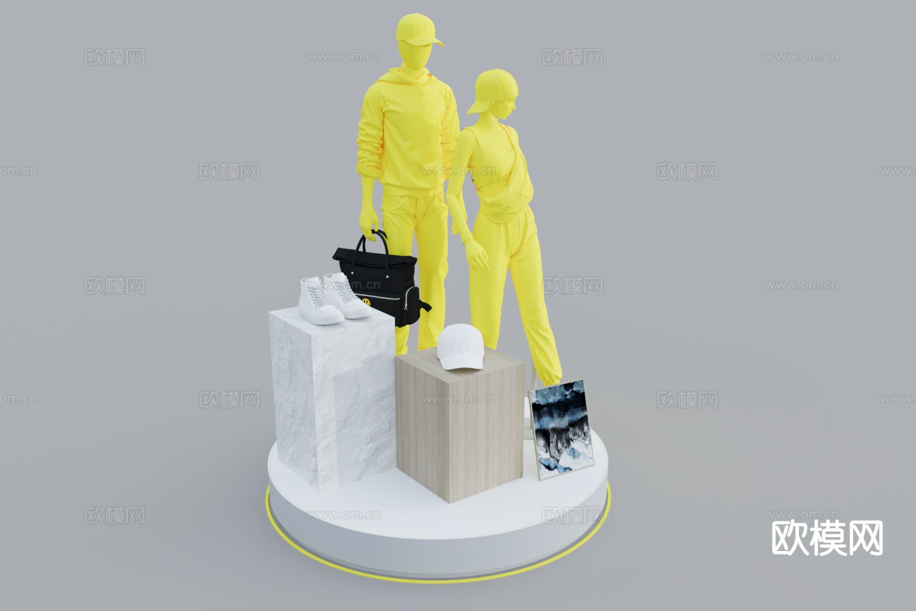 服装展台 模特 中岛展台3d模型