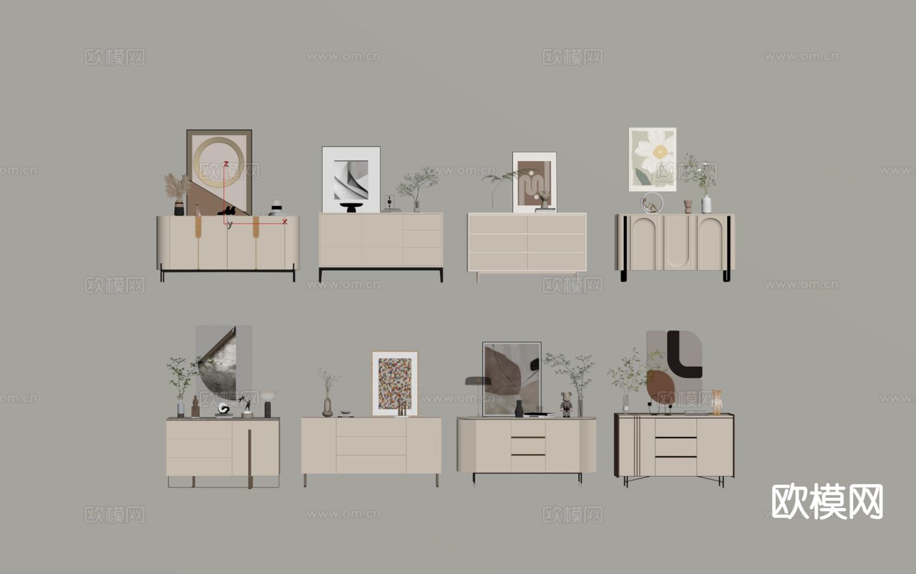 现代边柜 玄关柜su模型下载（渲染图1）