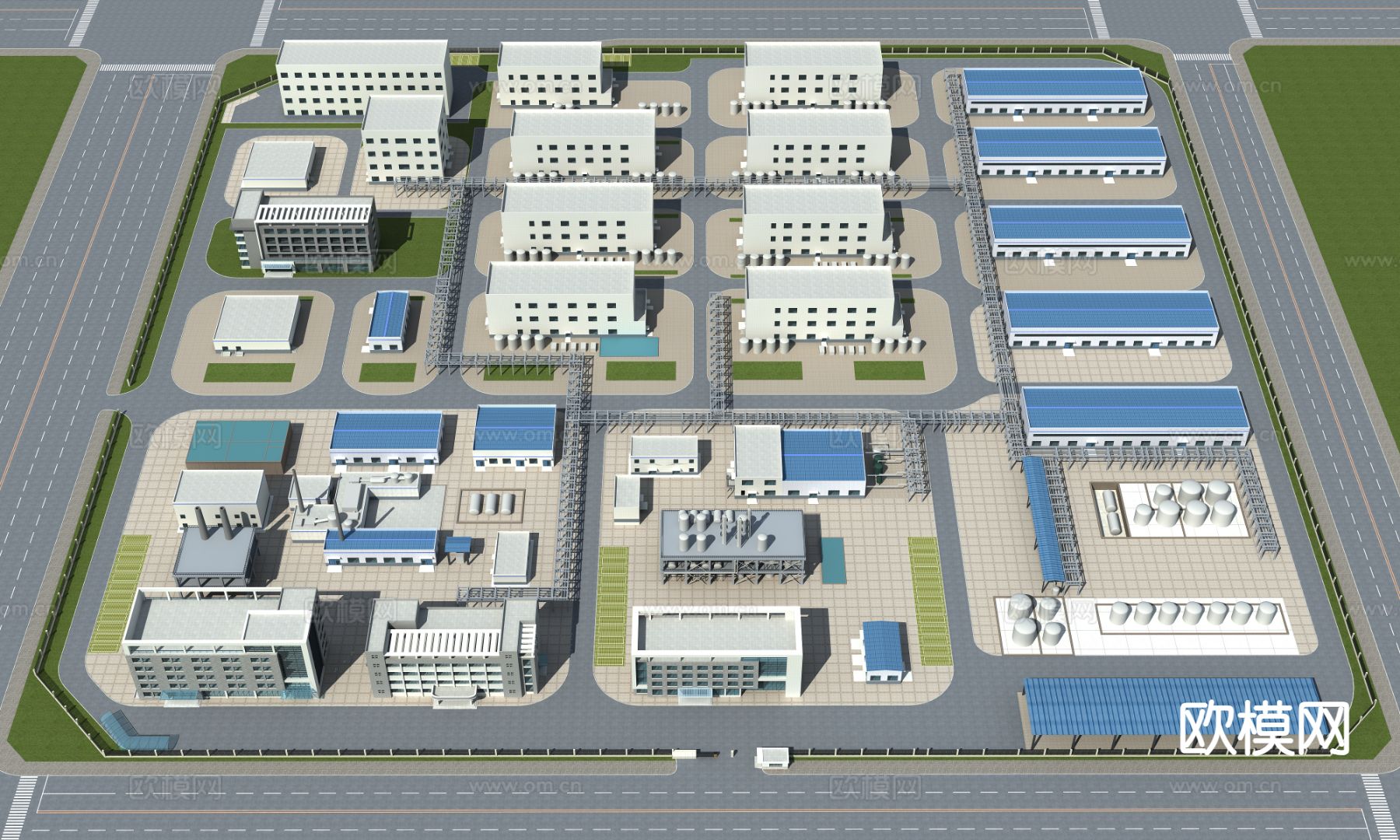 厂房鸟瞰 工业园 产业园su模型下载