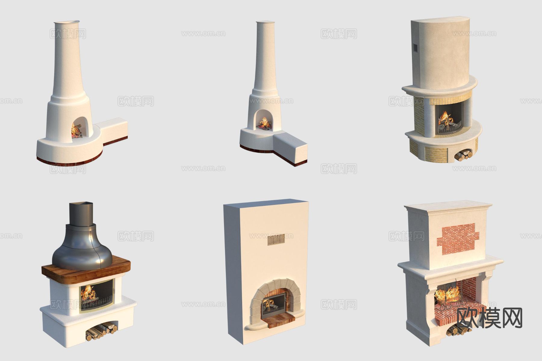 欧式复古壁炉3d模型