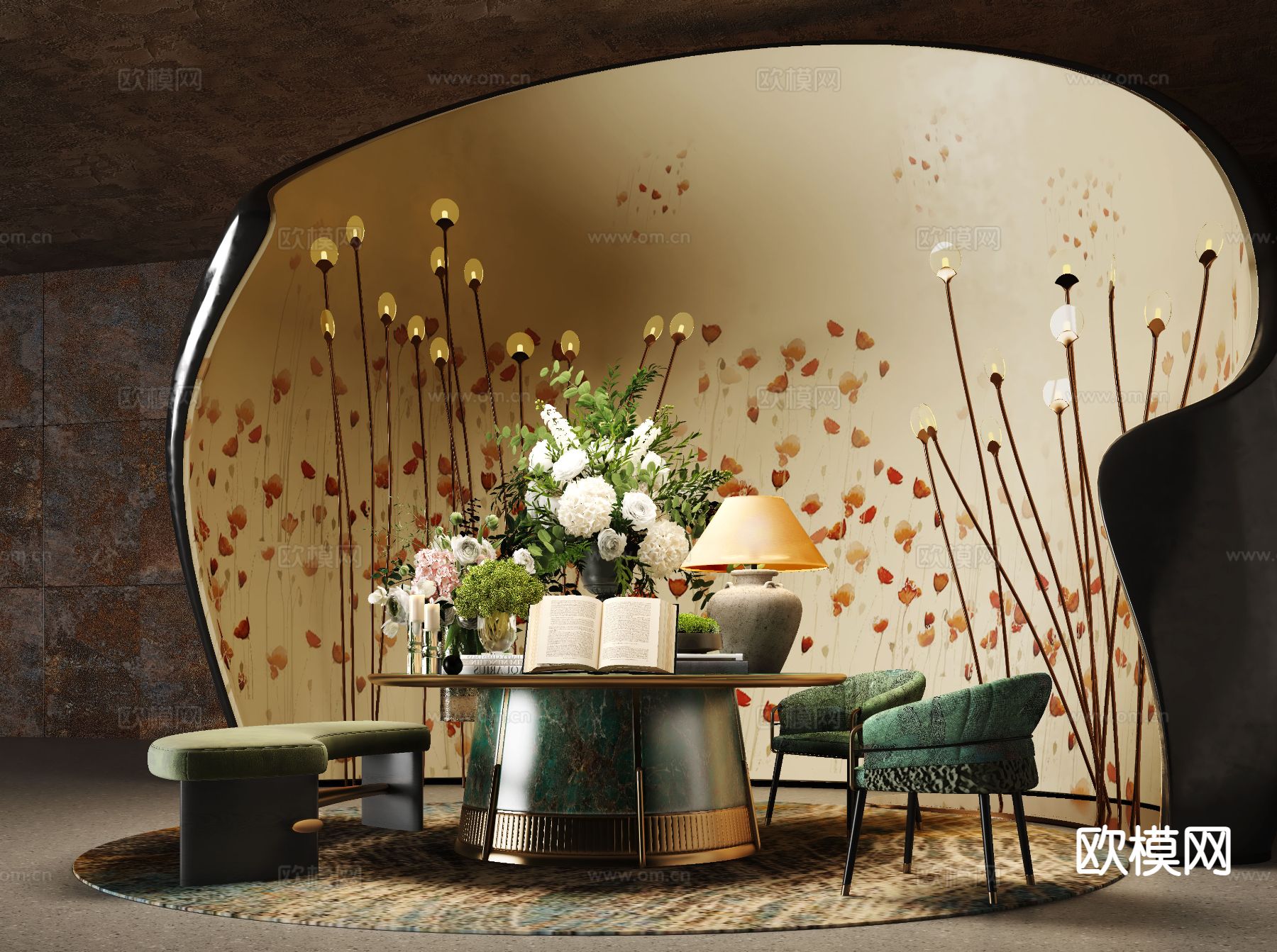 桌面摆件 书籍 花瓶 台灯3d模型下载