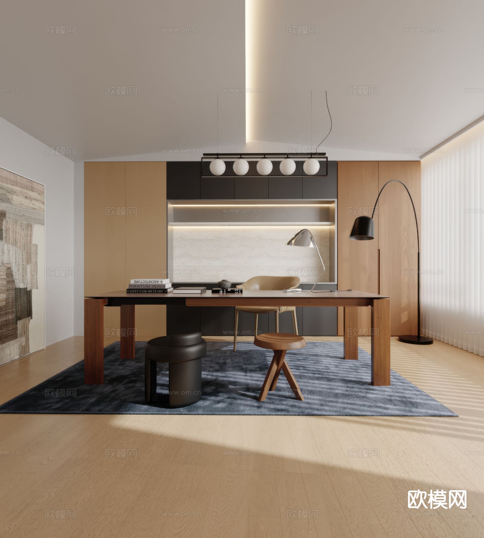 中古风书房3d模型下载