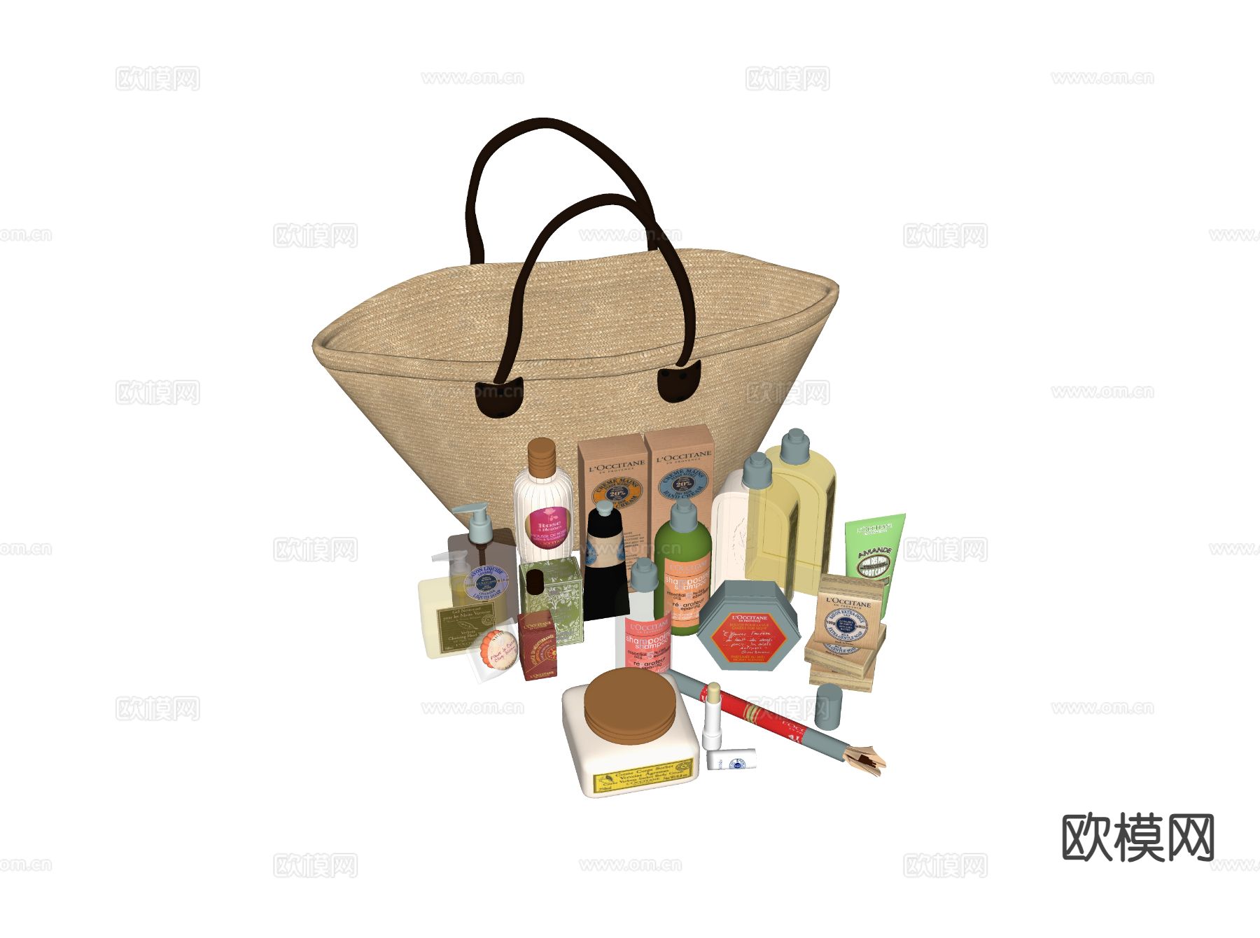 洗浴用品 化妆品 眉笔 手提包su模型下载（渲染图1）