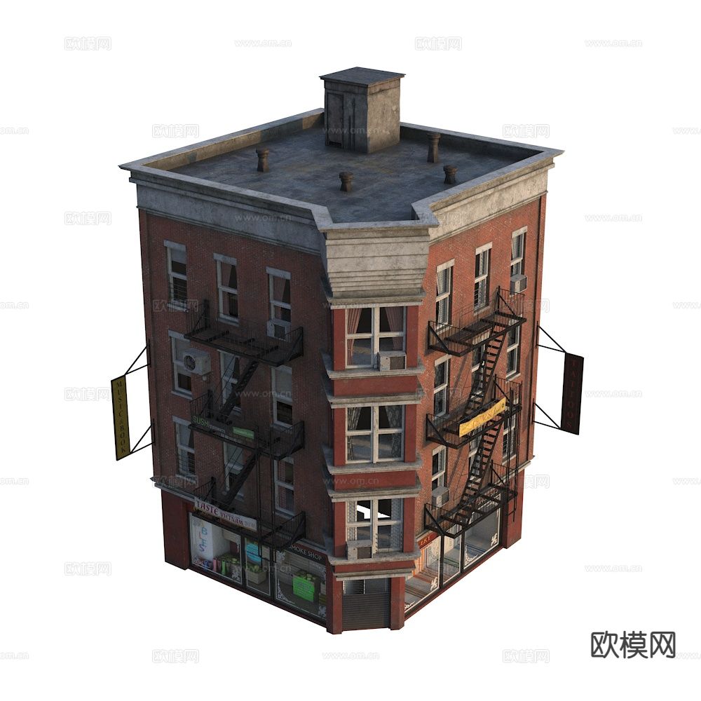 美式住宅楼 西方建筑 单体建筑 纽约建筑楼3d模型