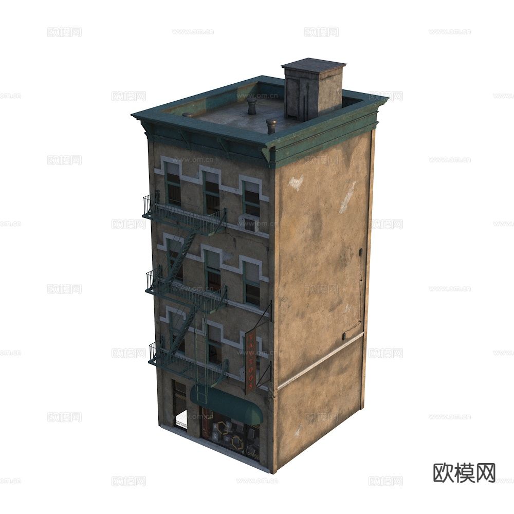 美式住宅楼 西方建筑 单体建筑 纽约建筑楼3d模型