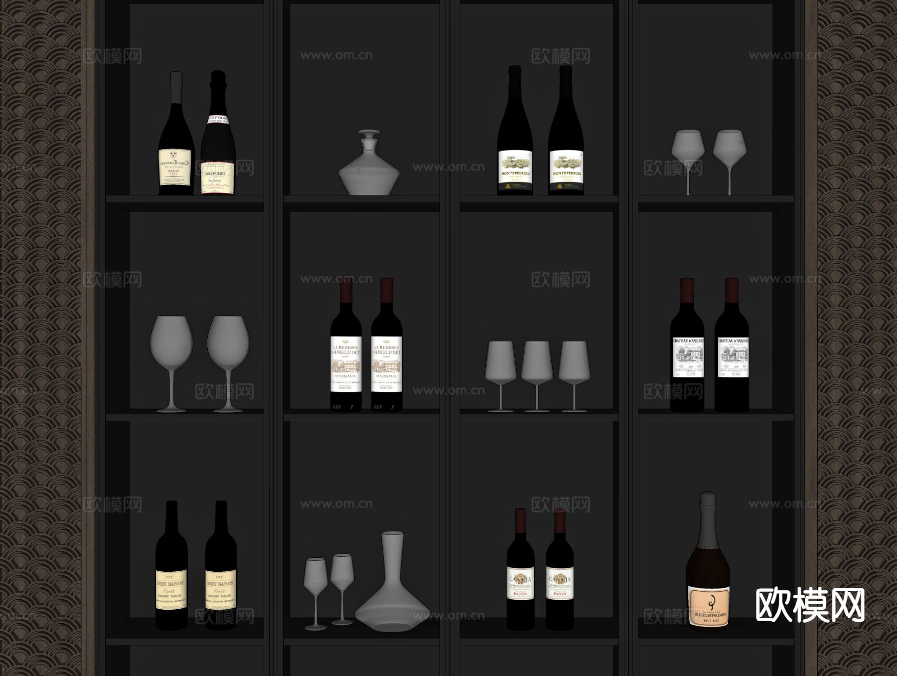 现代酒水 酒瓶su模型下载（渲染图1）