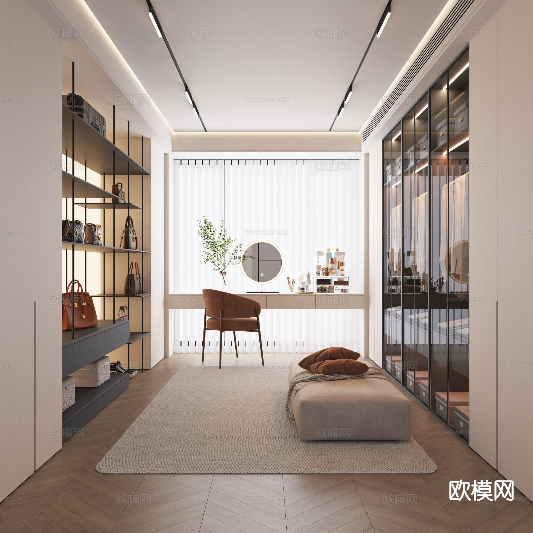 现代衣帽间3d模型下载