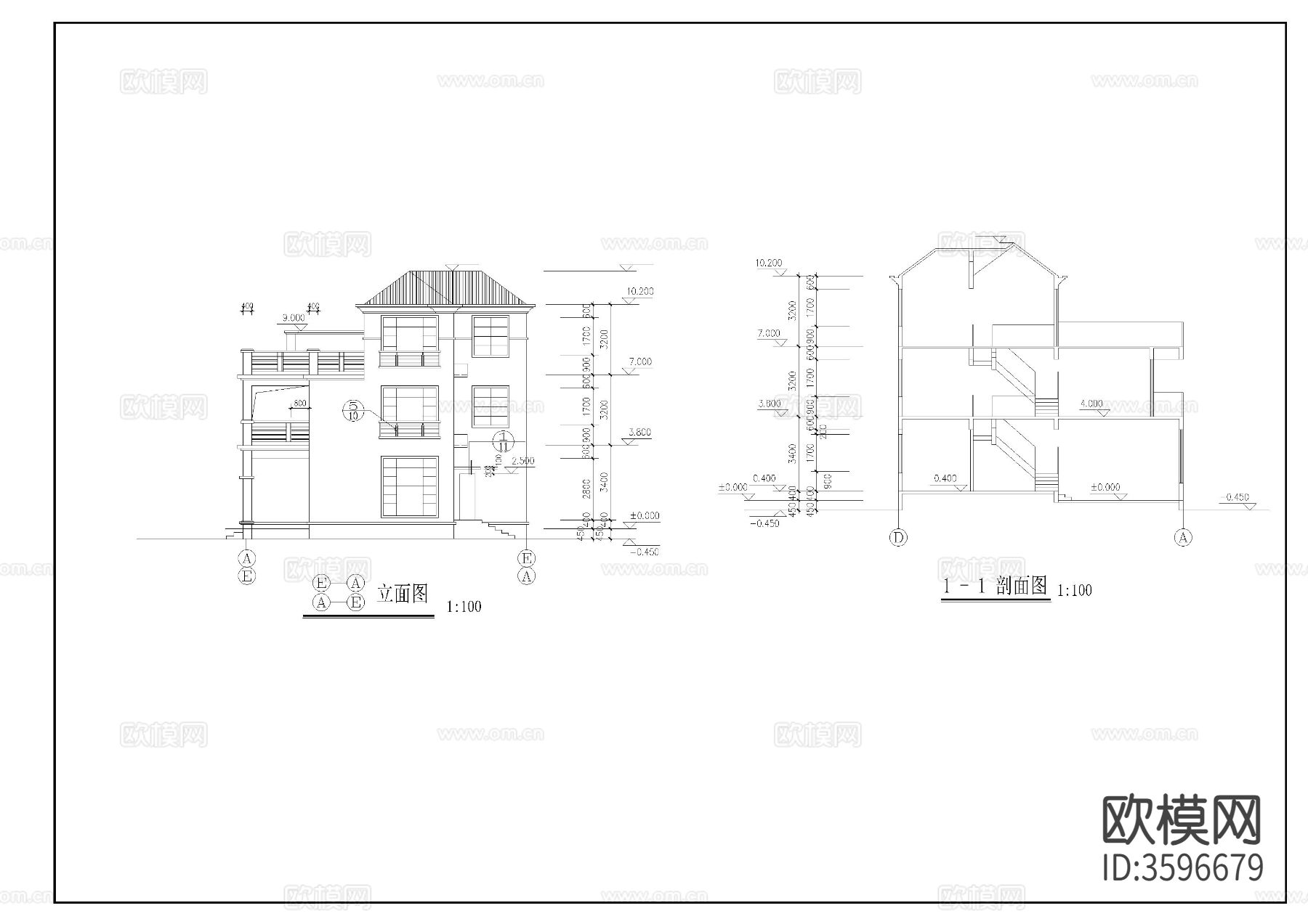 农村自建房cad施工图下载（渲染图4）