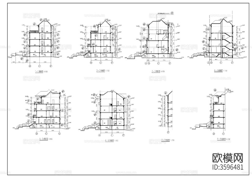 雙拼自建房cad施工圖下載(渲染圖5)