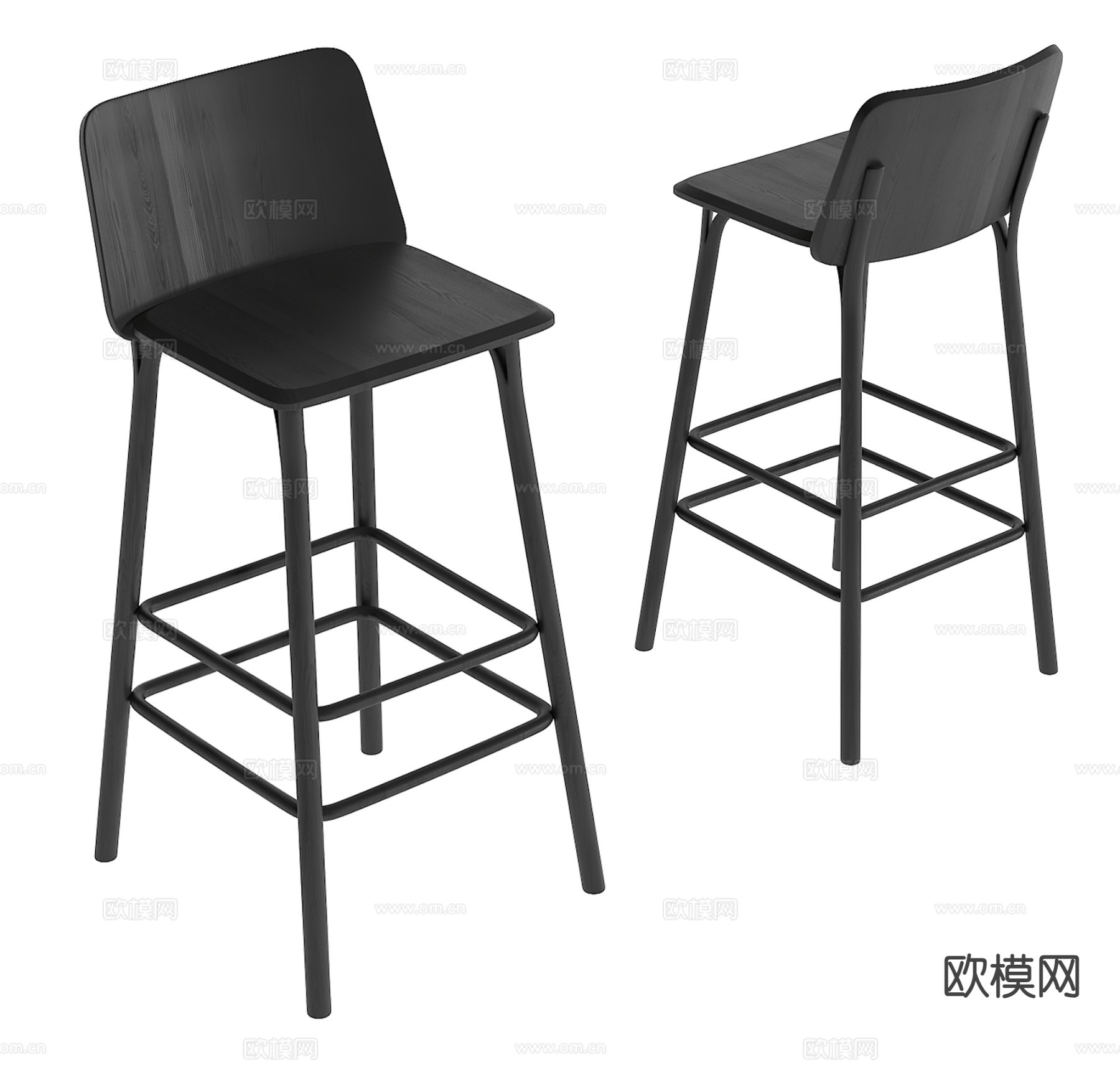 侘寂风吧椅su模型下载（渲染图2）