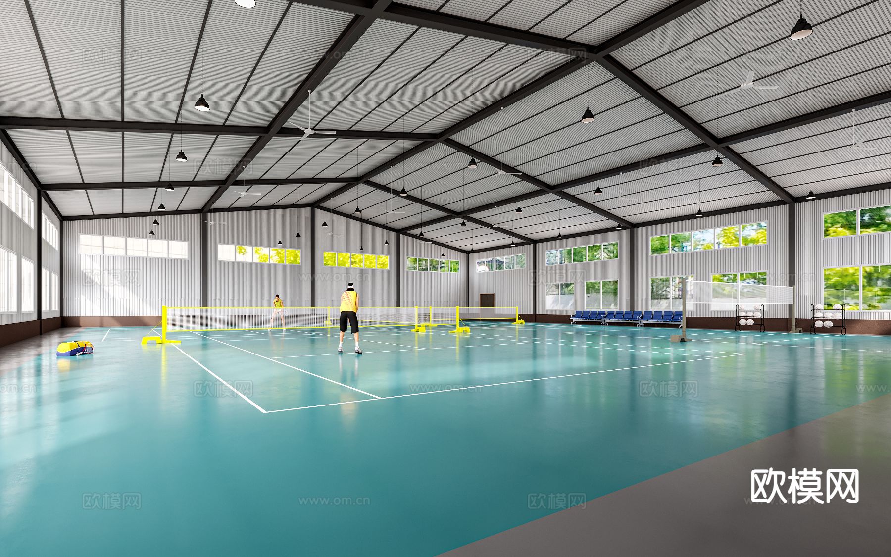 现代网球场 排球场3d模型下载