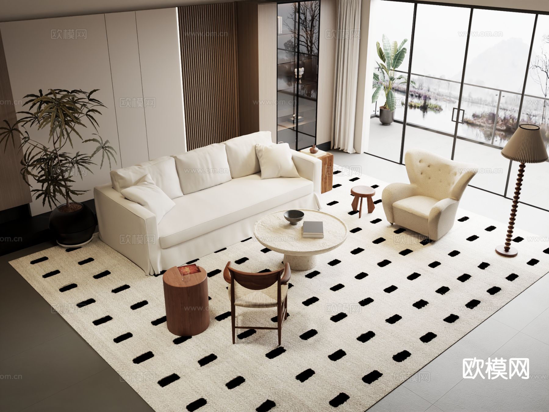 中古风组合沙发3d模型下载