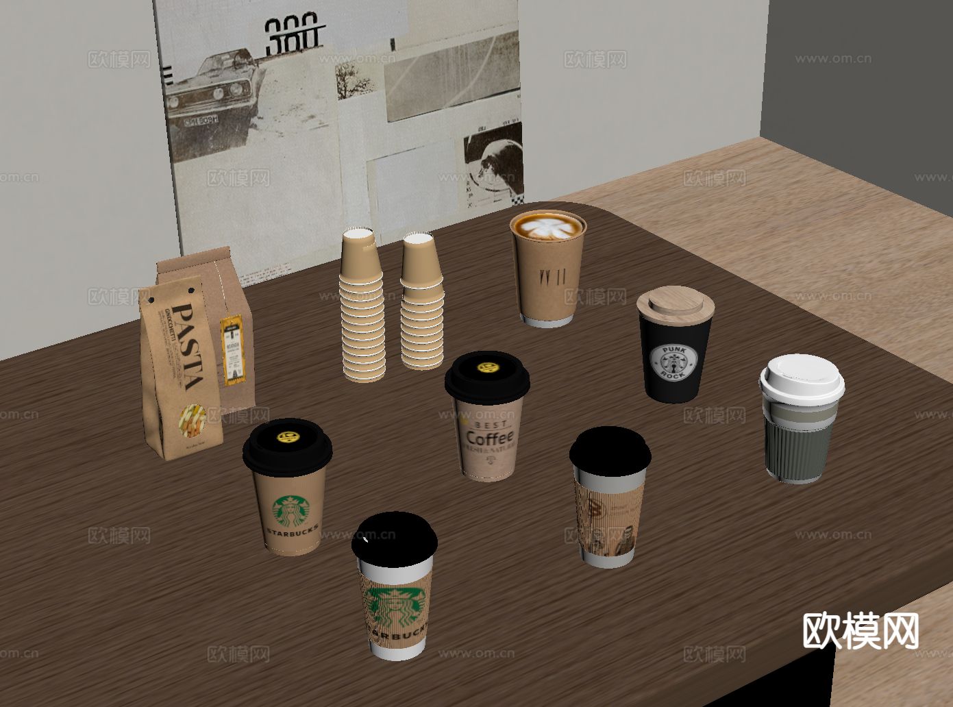 咖啡杯 马克杯 咖啡 纸杯su模型下载（渲染图1）