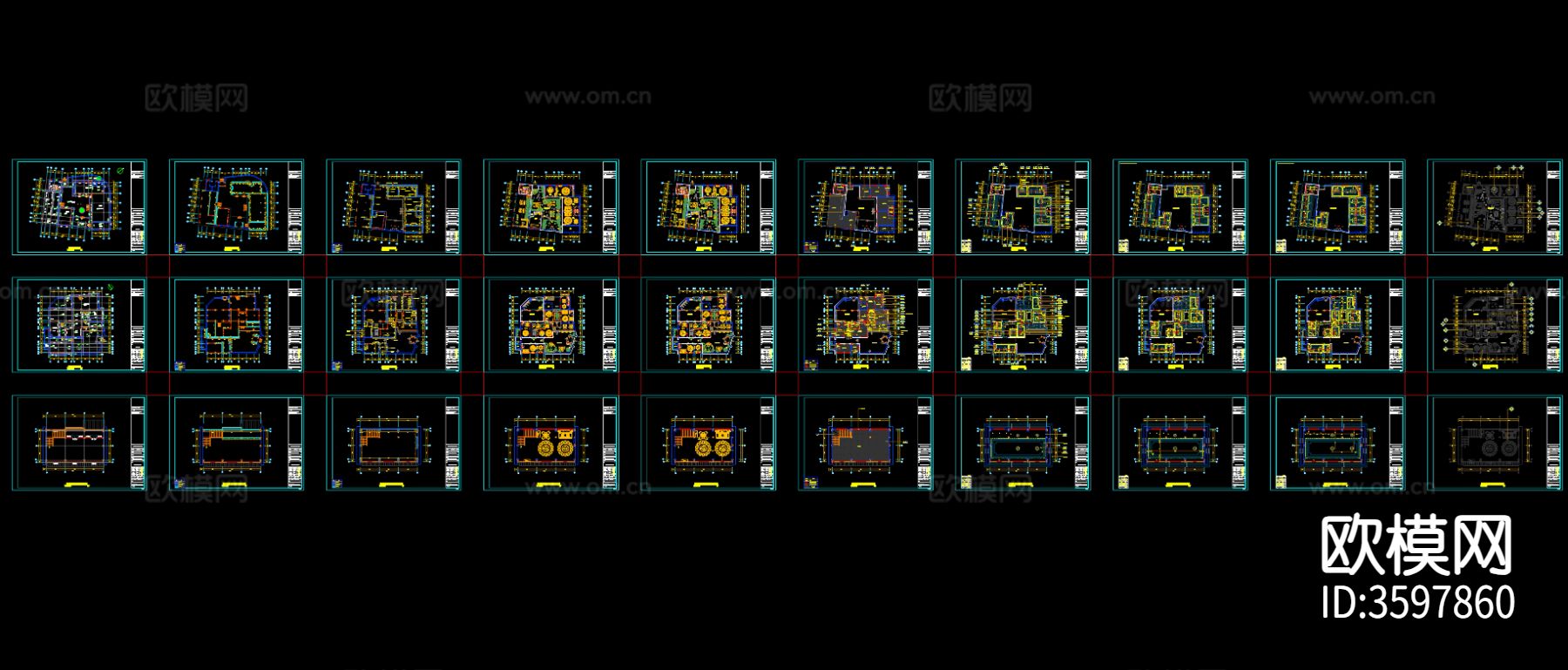 1600㎡中餐厅CAD施工图下载（渲染图5）
