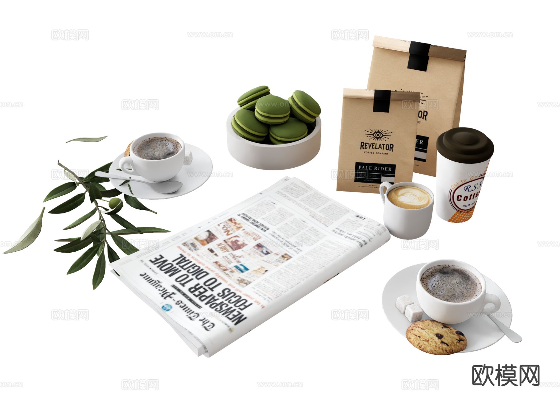 食物 饮料 咖啡 马克杯 甜点su模型下载（渲染图2）
