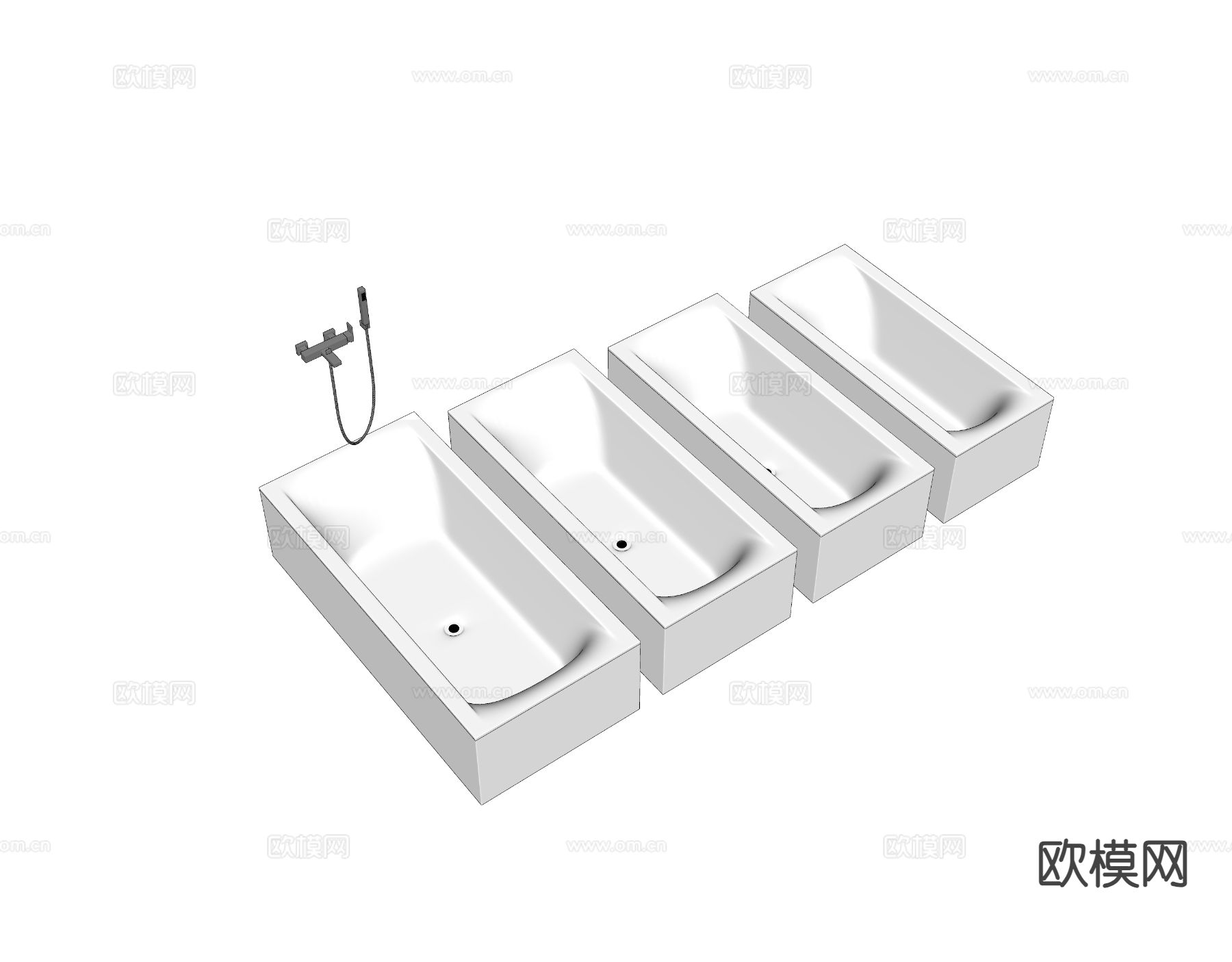 独立浴缸 陶瓷浴缸su模型下载（渲染图1）