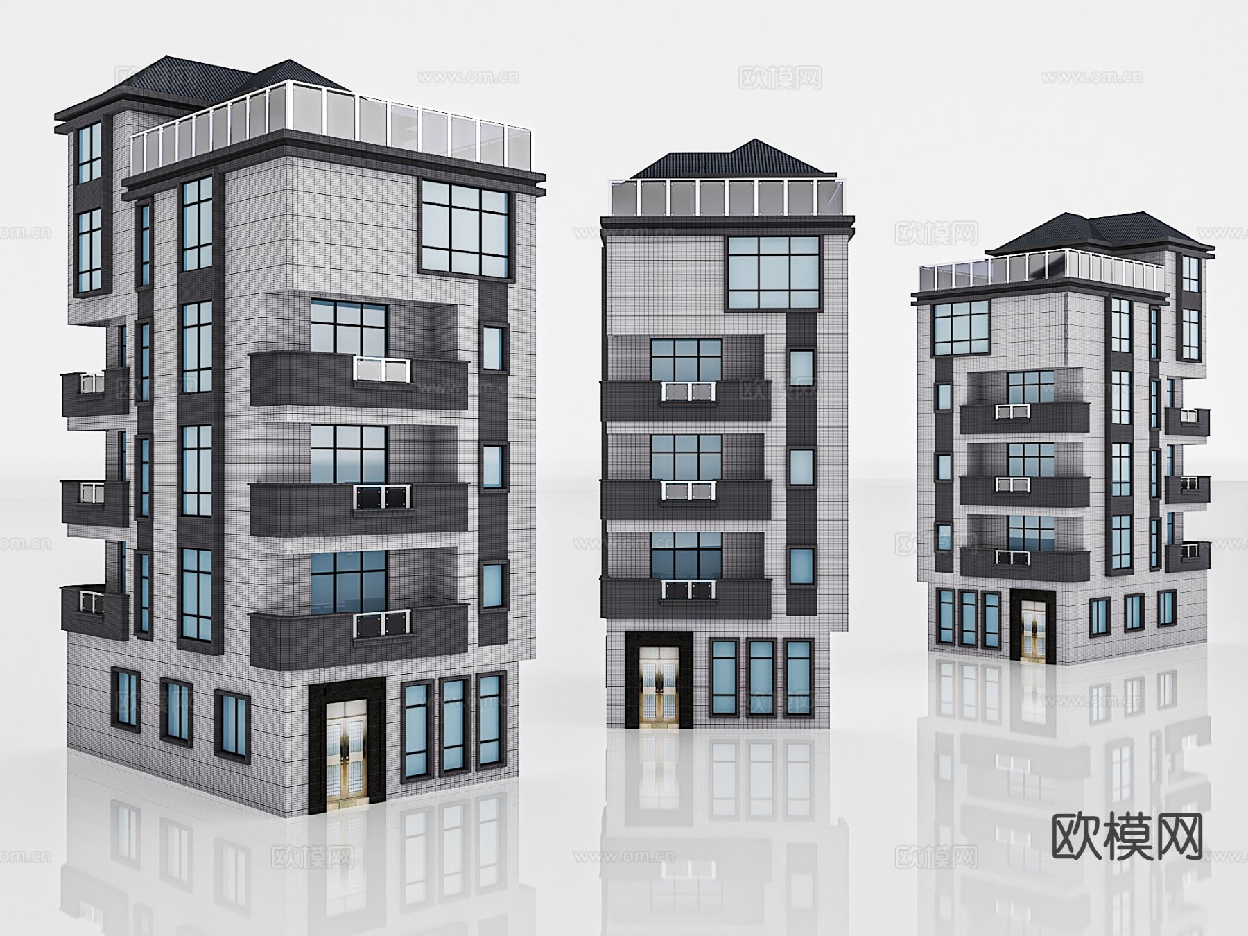 现代民房 高层建筑 住宅楼 乡村建筑3d模型