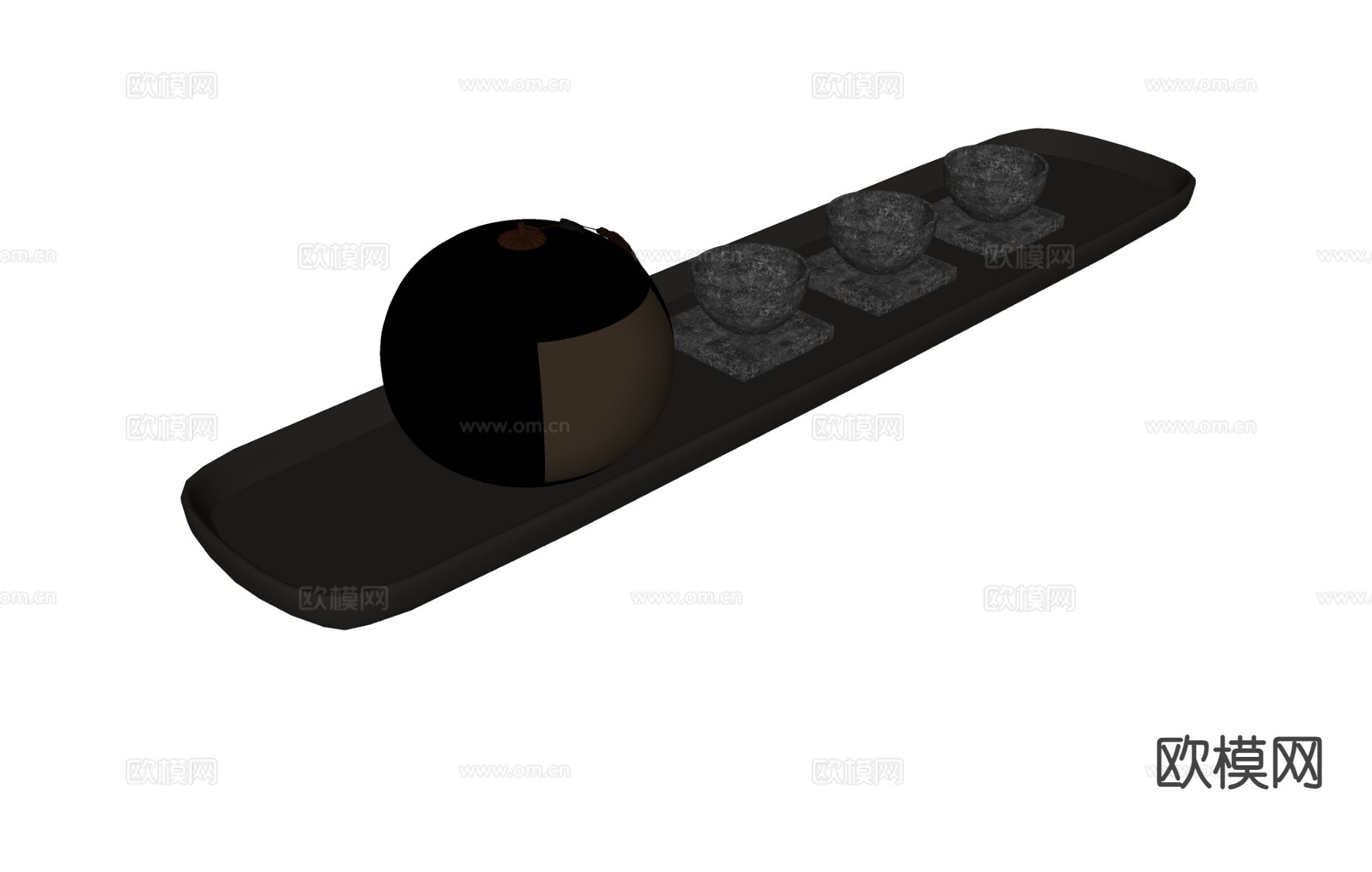 茶具 茶壶 茶杯 茶盘su模型下载（渲染图1）