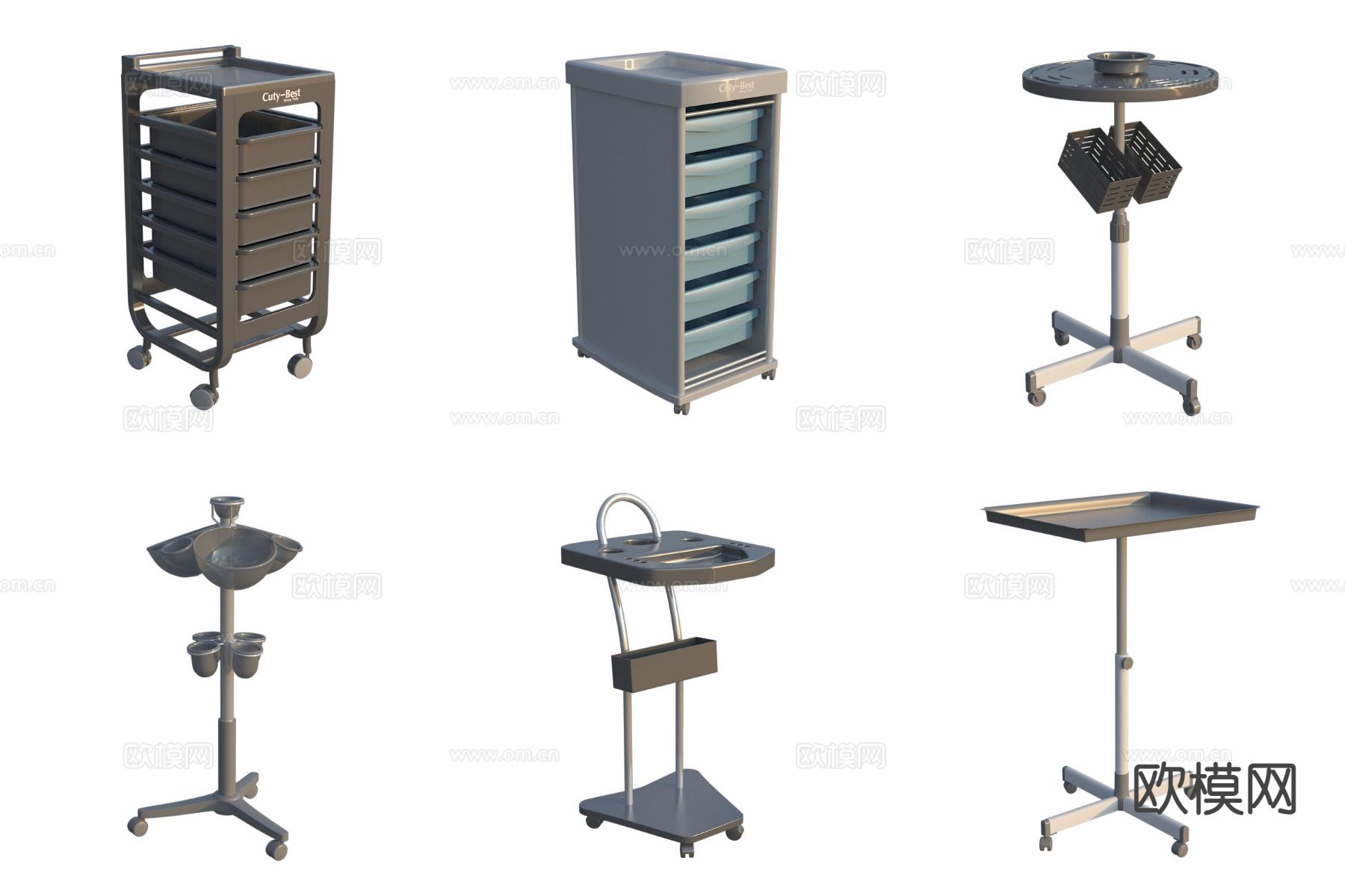 理发店器材 置物架 置物柜3d模型下载