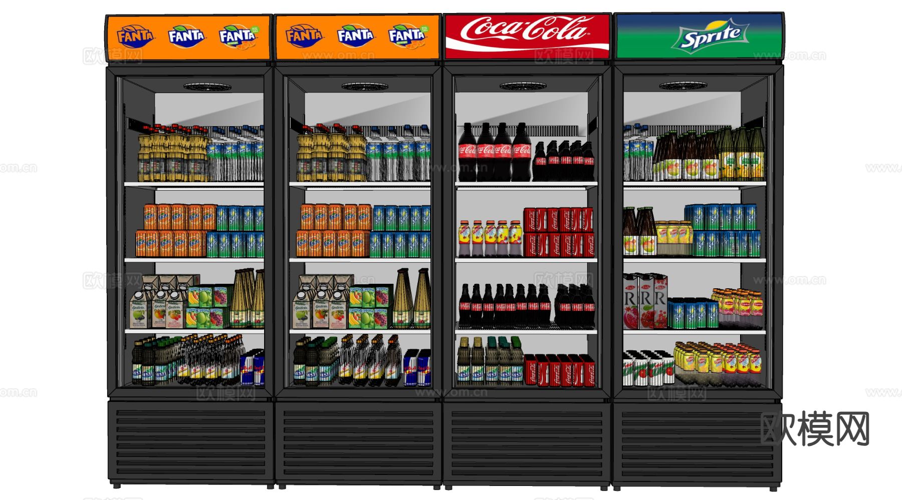 现代冰柜 冷饮柜 冷藏柜su模型下载（渲染图1）