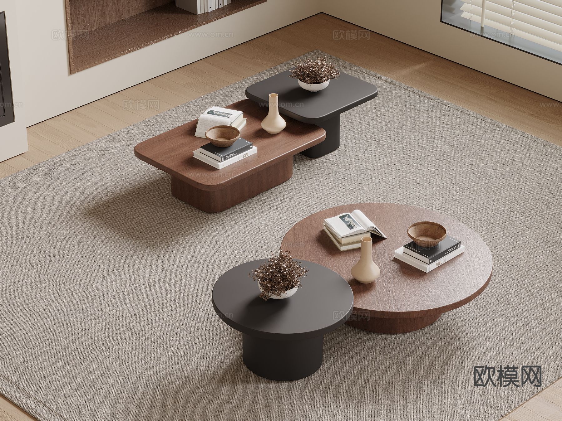 中古风茶几su模型下载（渲染图2）