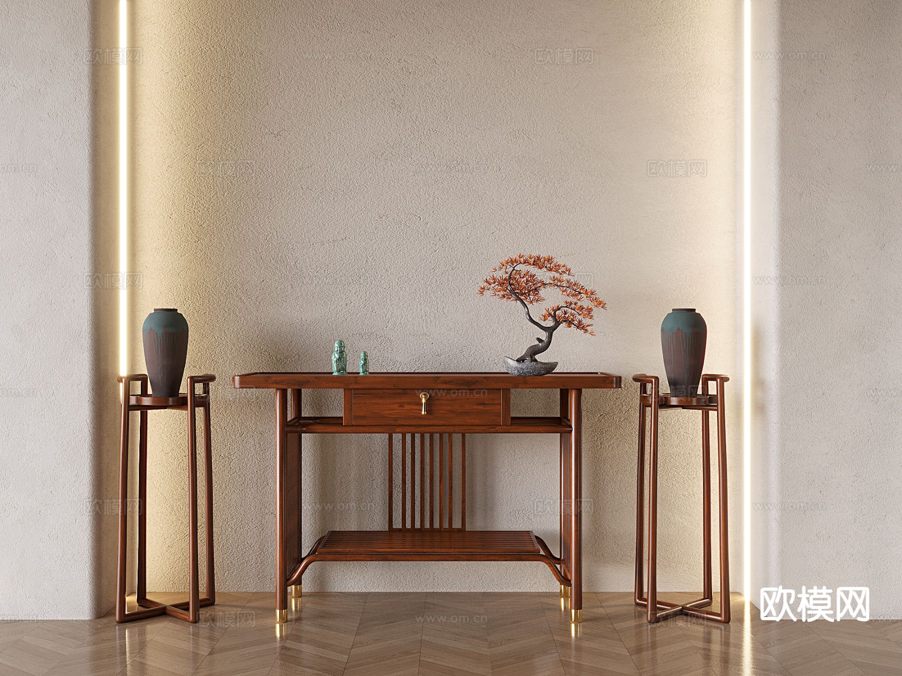 新中式玄关条案 端景台3d模型下载