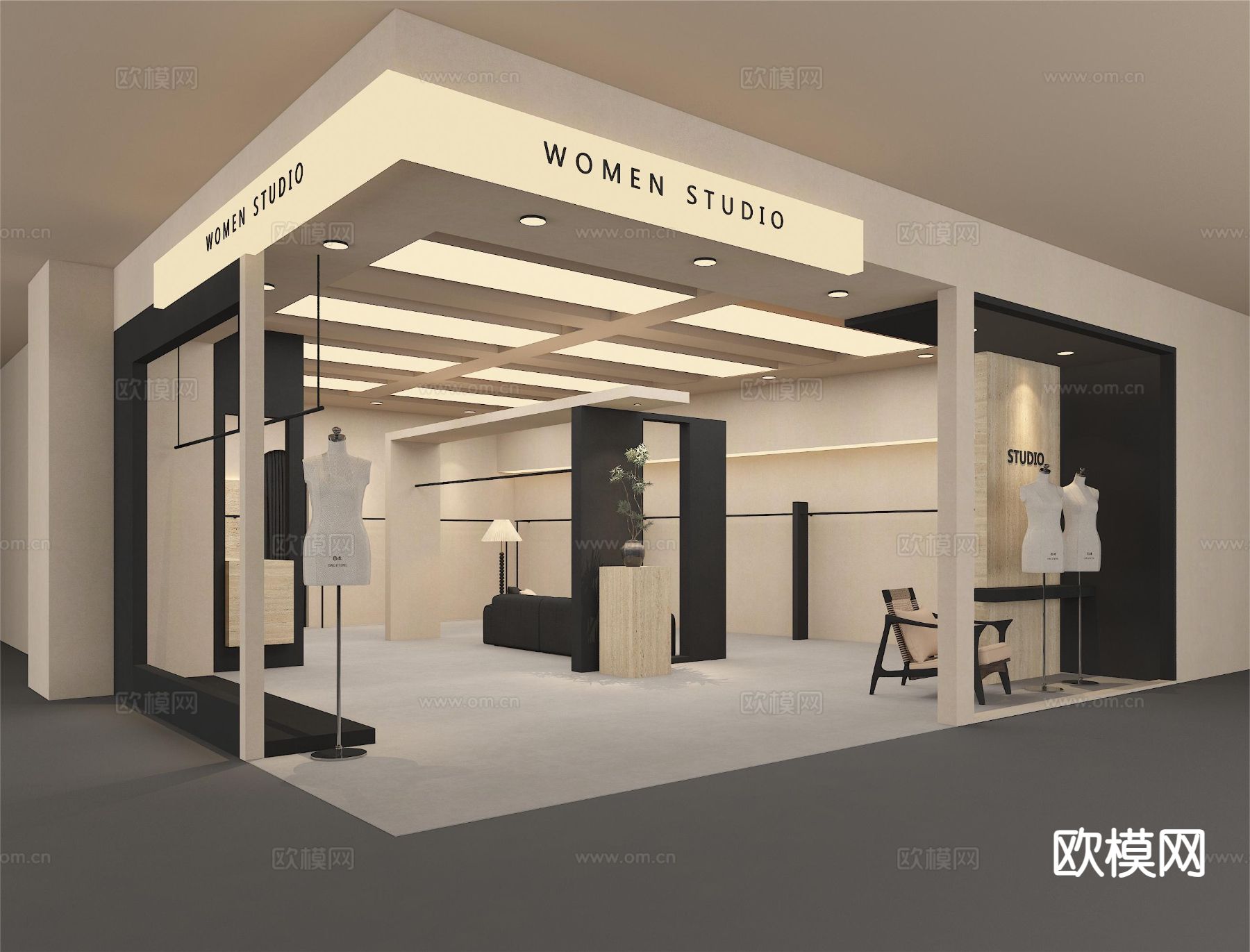 原木服装店3d模型下载（渲染图2）