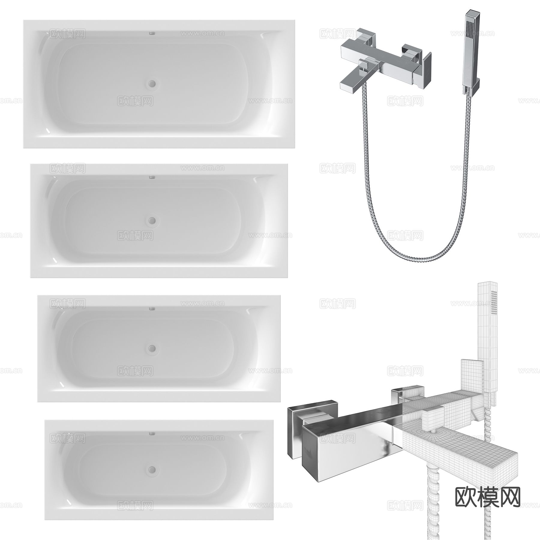 独立浴缸 陶瓷浴缸su模型下载（渲染图2）