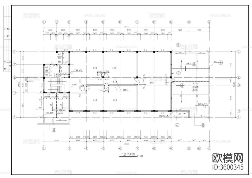 公司食堂建筑CAD施工圖下載(渲染圖2)
