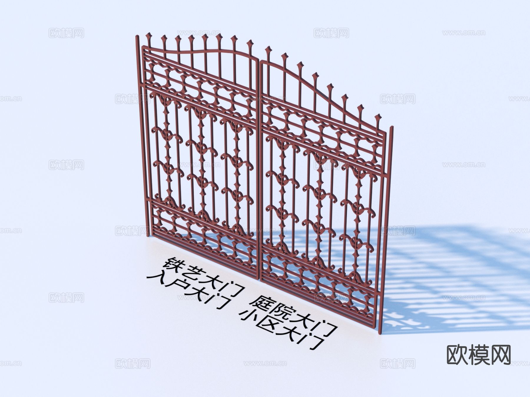 铁艺大门 庭院大门 入户大门 小区大门3d模型