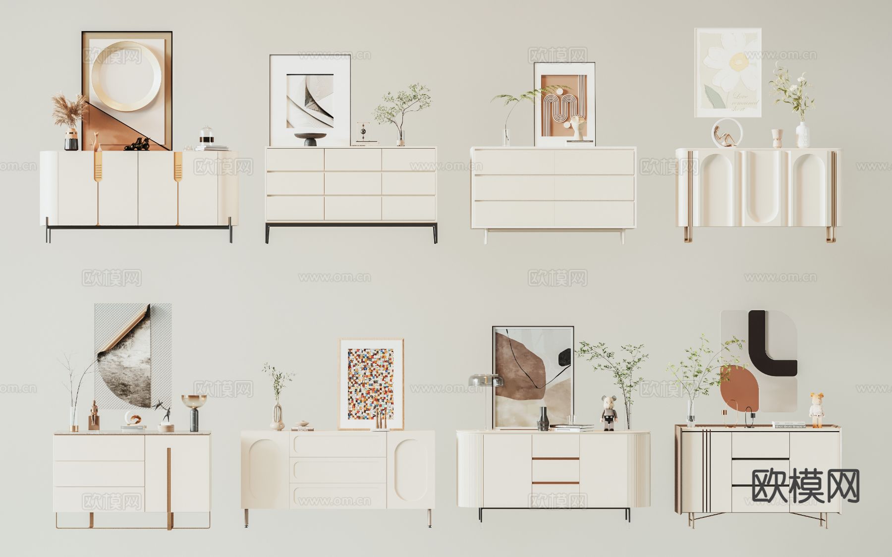 现代边柜 玄关柜su模型下载（渲染图2）