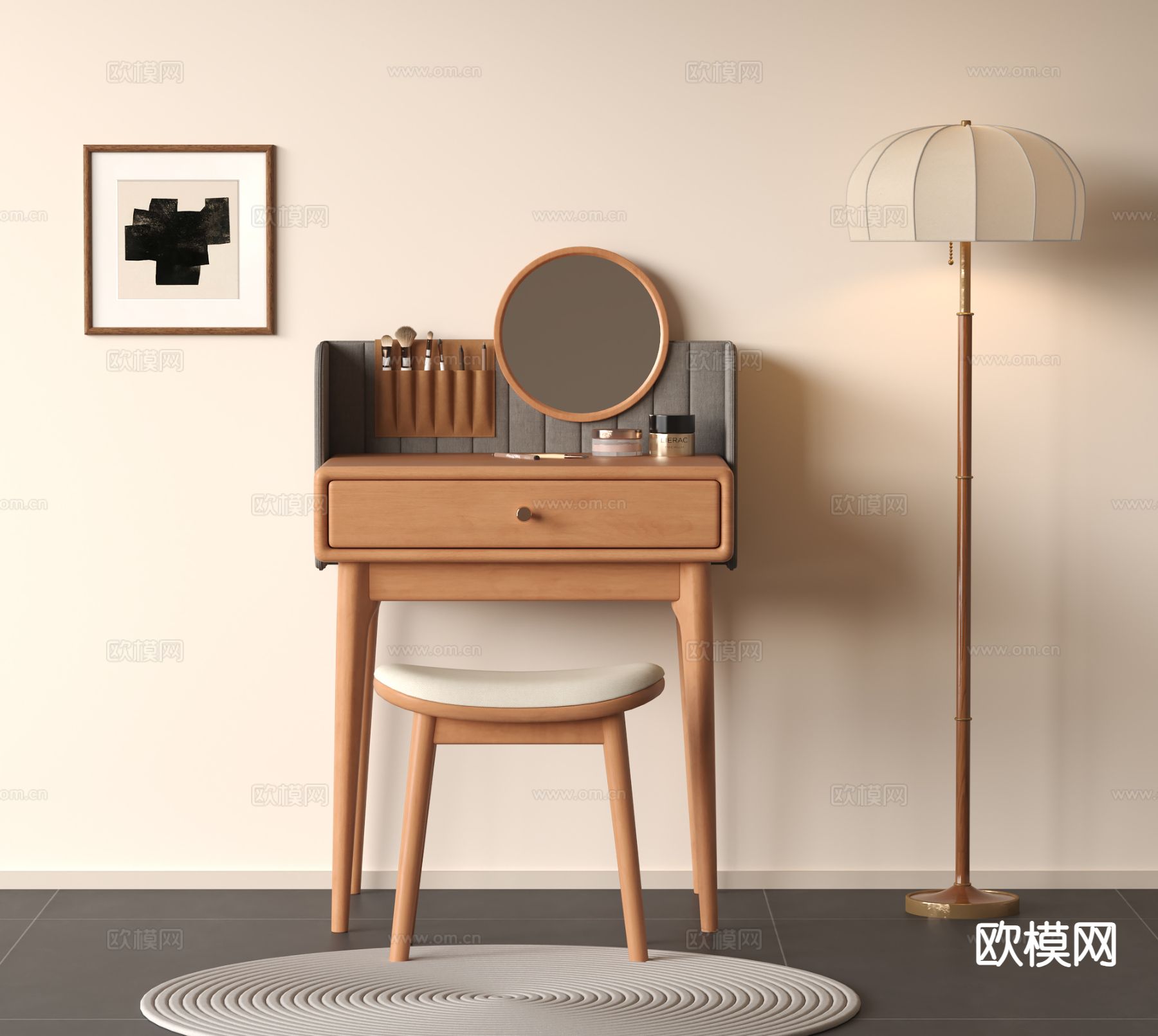 中古风梳妆台su模型下载（渲染图2）