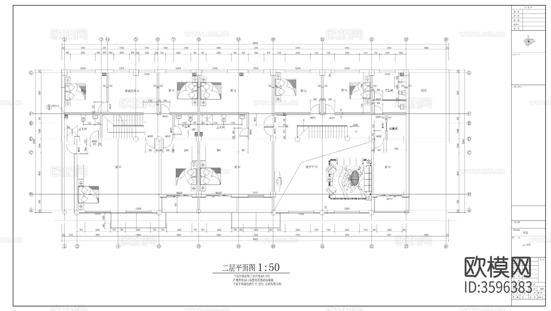 双拼别墅cad施工图下载（渲染图3）