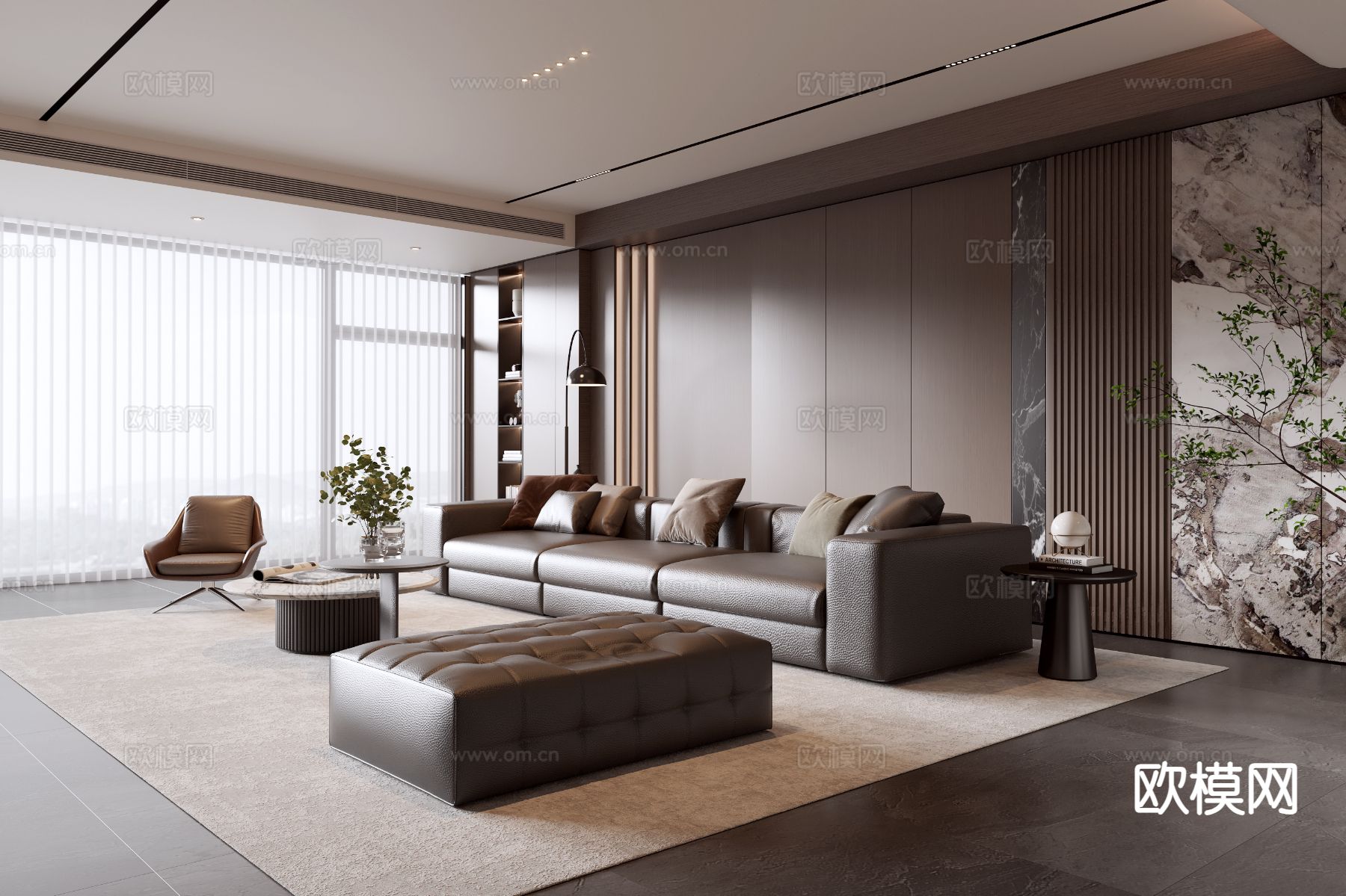 意式客厅su模型下载（渲染图2）