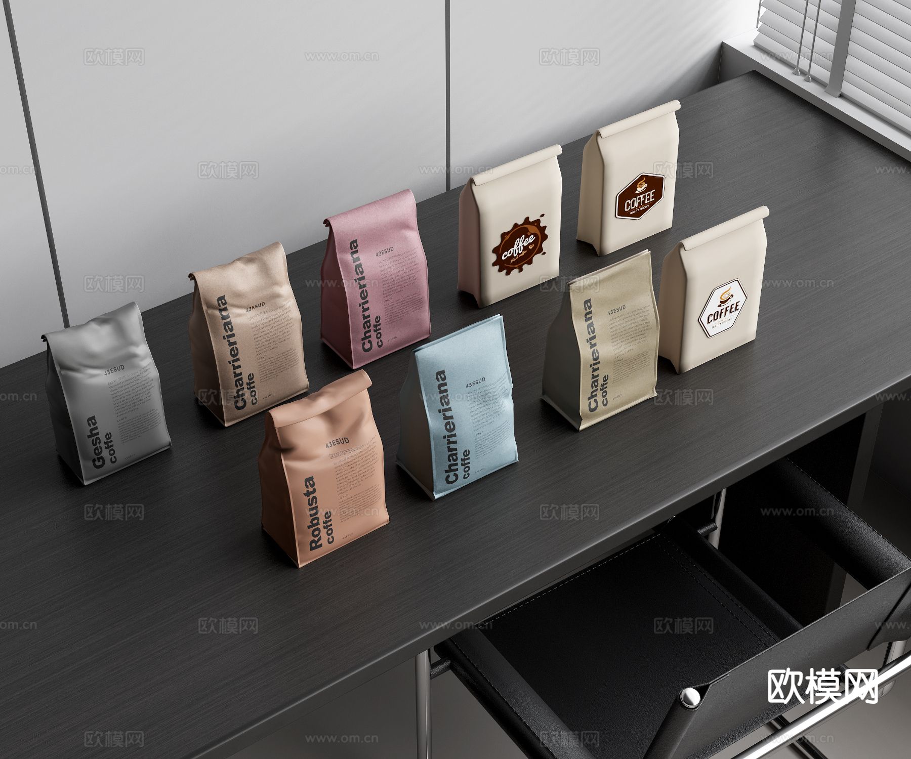 咖啡用品 咖啡袋 咖啡豆su模型下载（渲染图2）